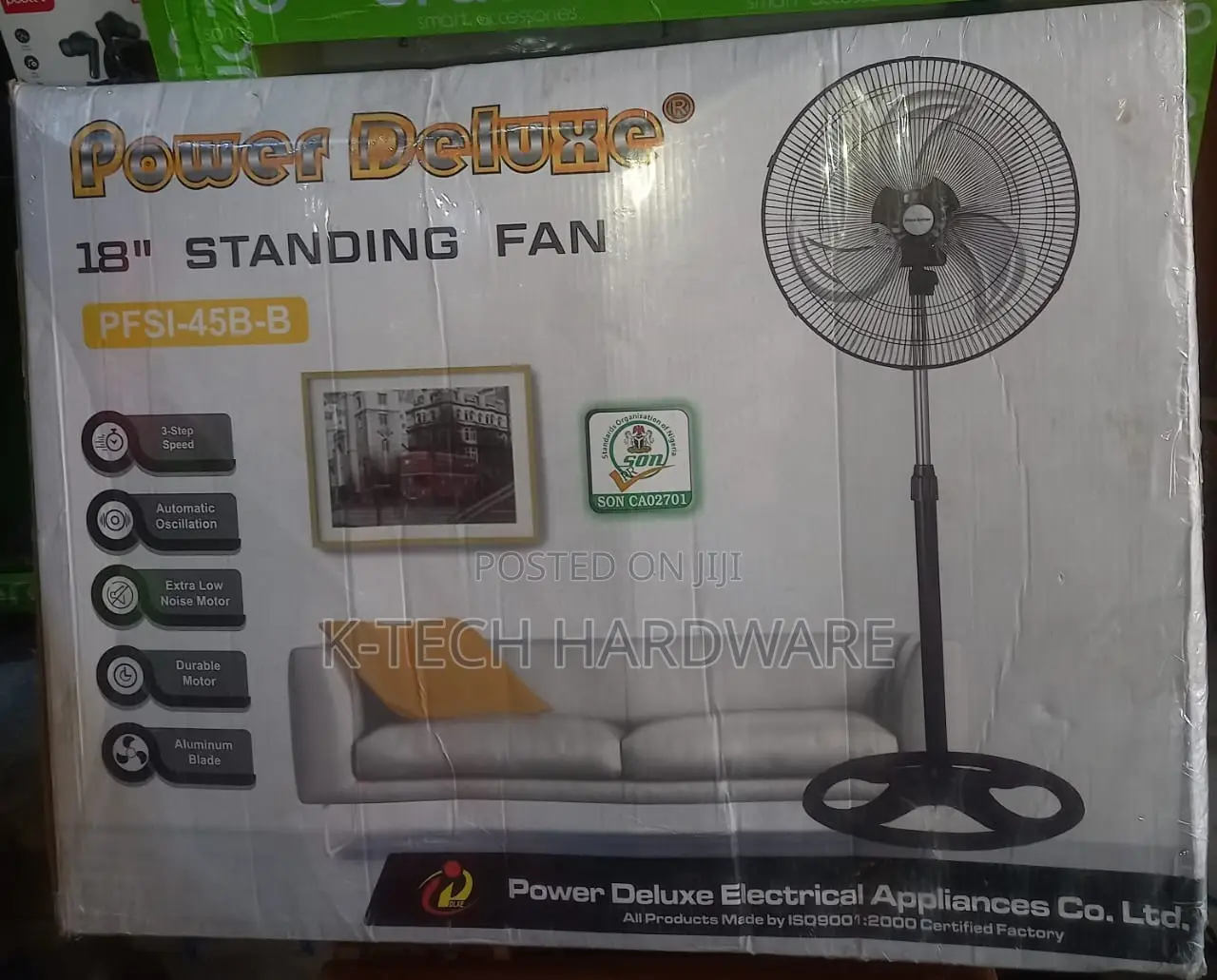 Power Deluxe 18 Inch Pedestal Fan Pfsi-45b-