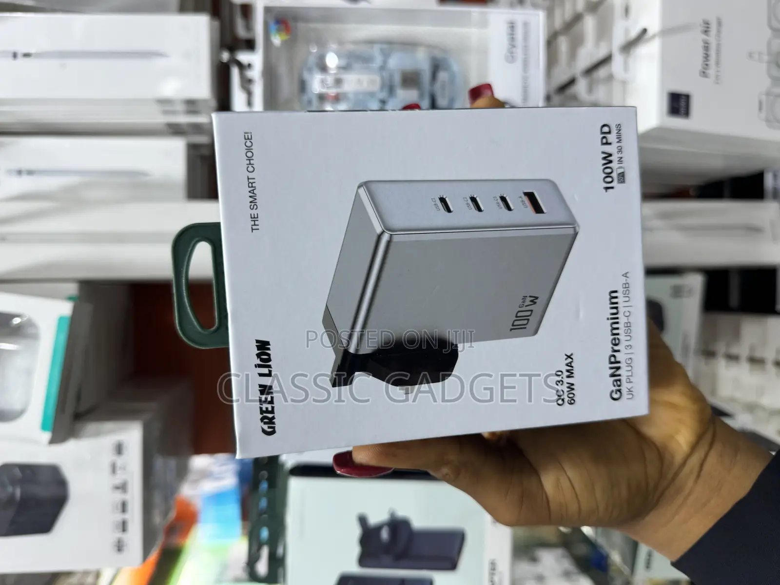 Green Lion Gan Premium Uk Plug Wall Charger 100w