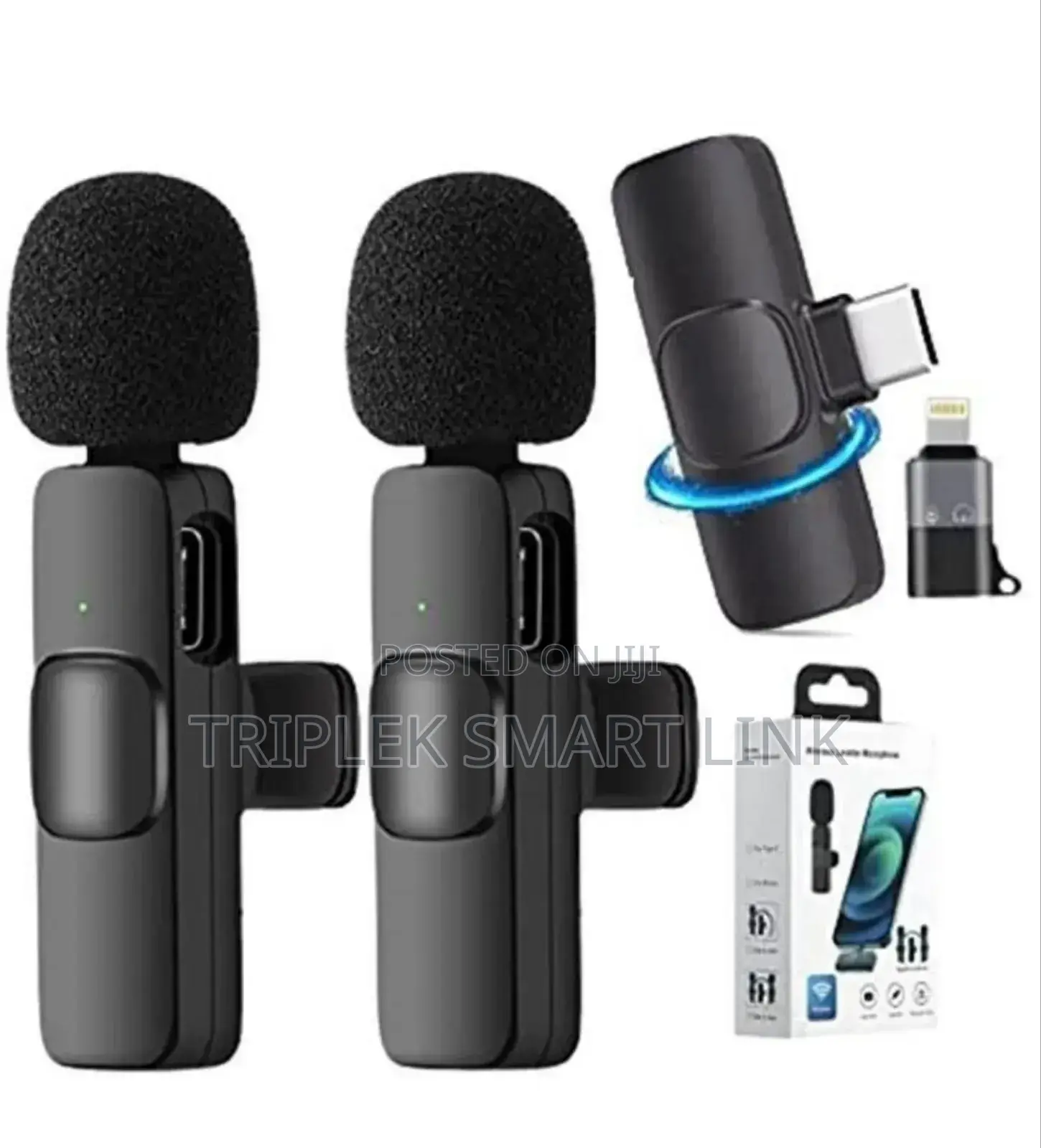 Dual Wireless Lapel Microphone Lavalier Mic Condenser Type-c