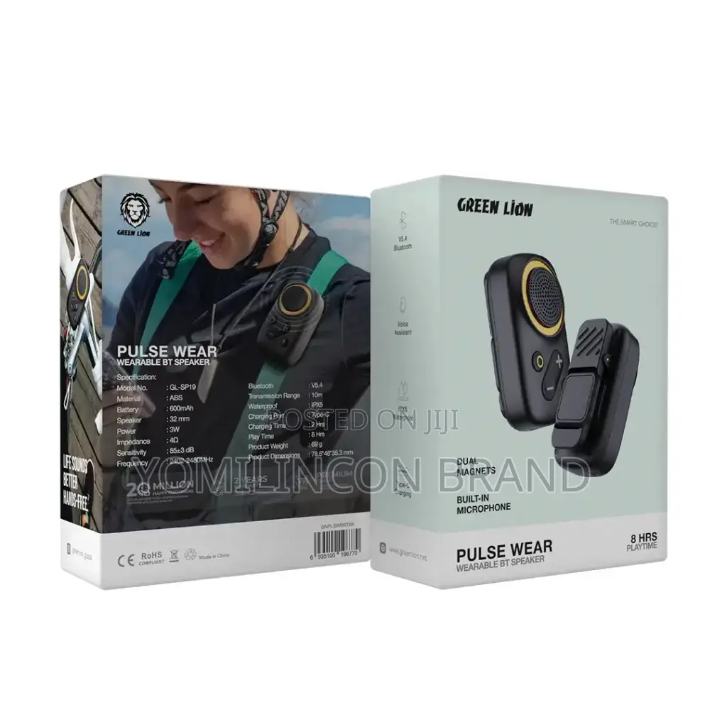 Green Lion Pulse Wear Wearable Bt Speaker - Black