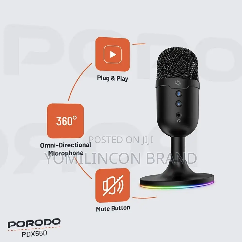 Porodo Gaming Omni-Directional Usb Microphone - Black