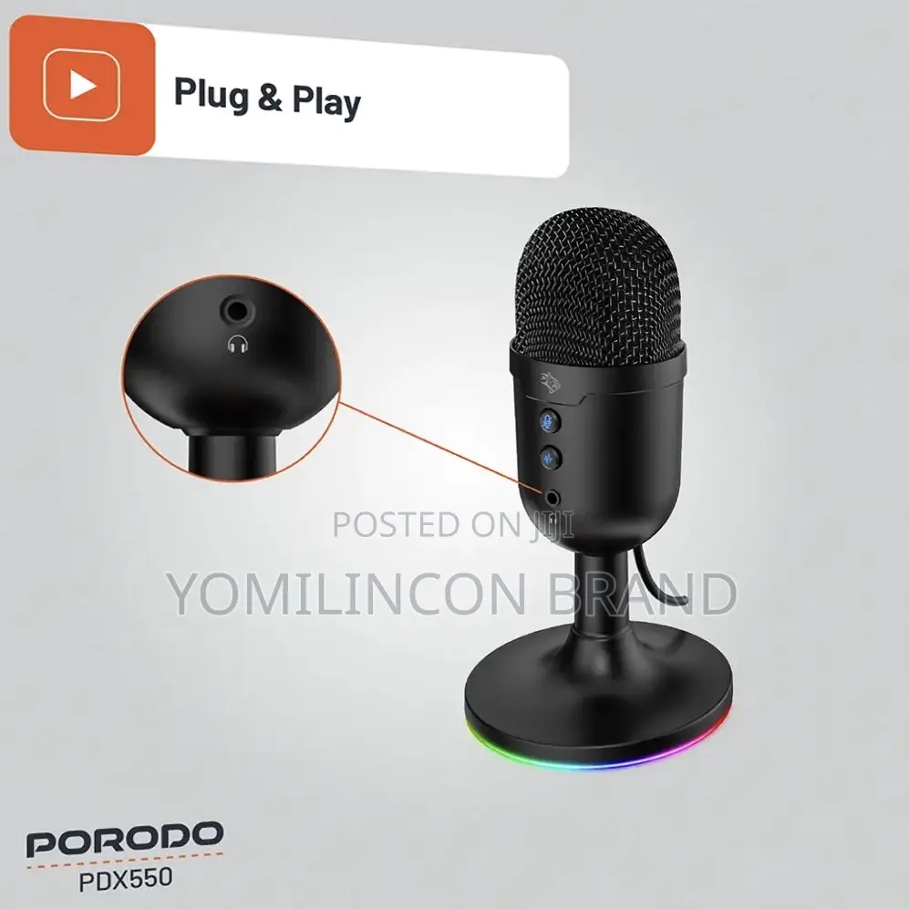 Porodo Gaming Omni-Directional Usb Microphone - Black