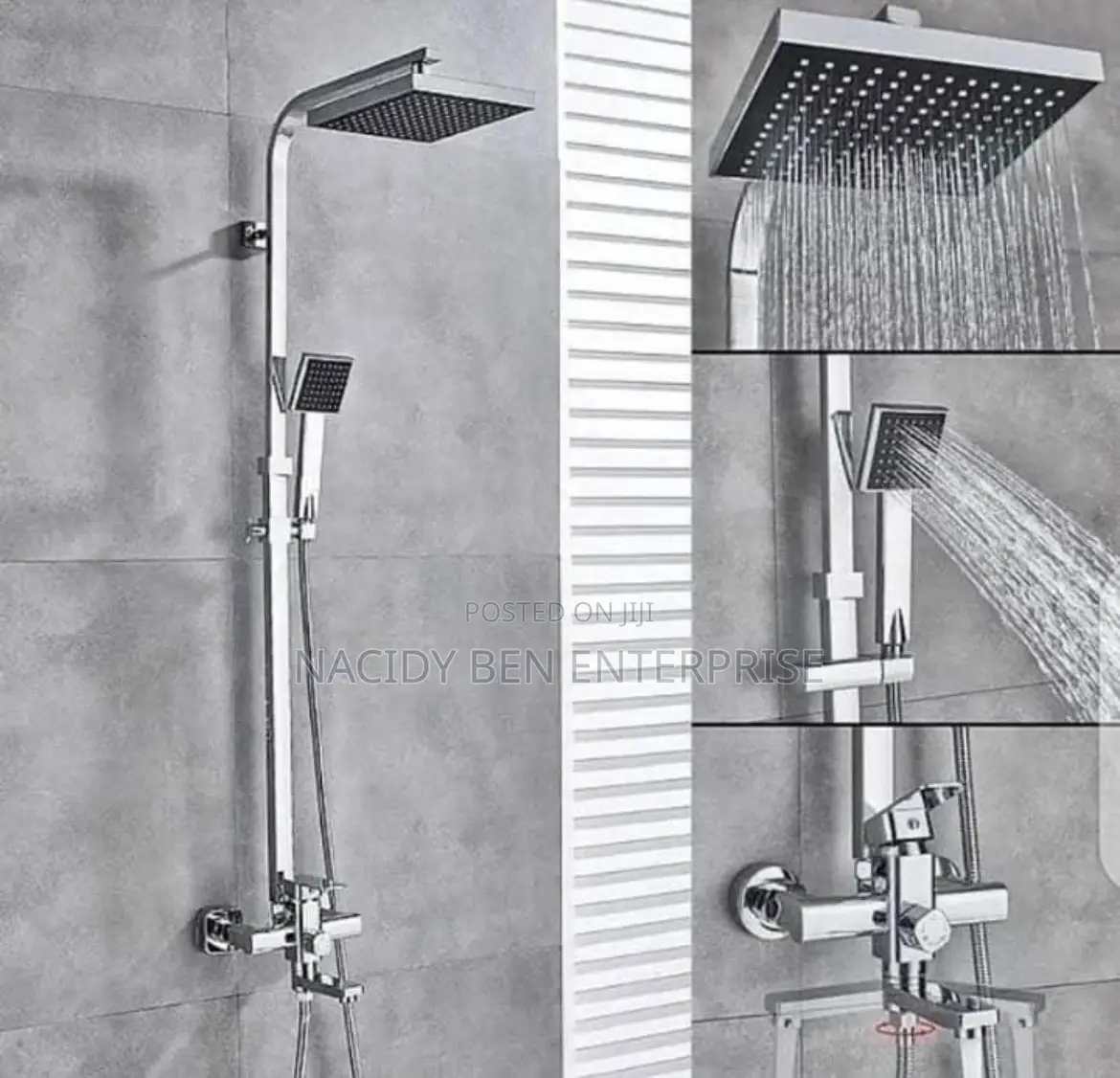 A Square Shower With Foldable Tap