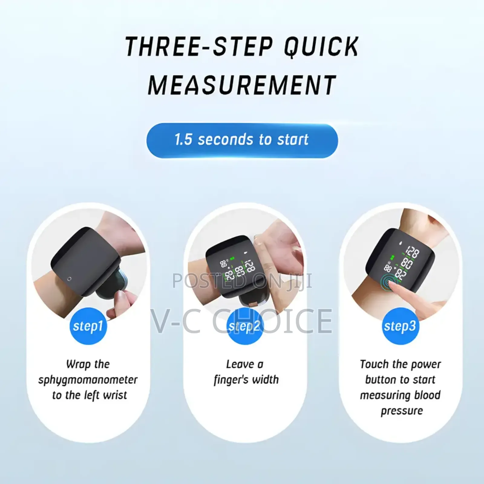 Wrist Blood Pressure Monitor Touch Screen Led Rechargeable