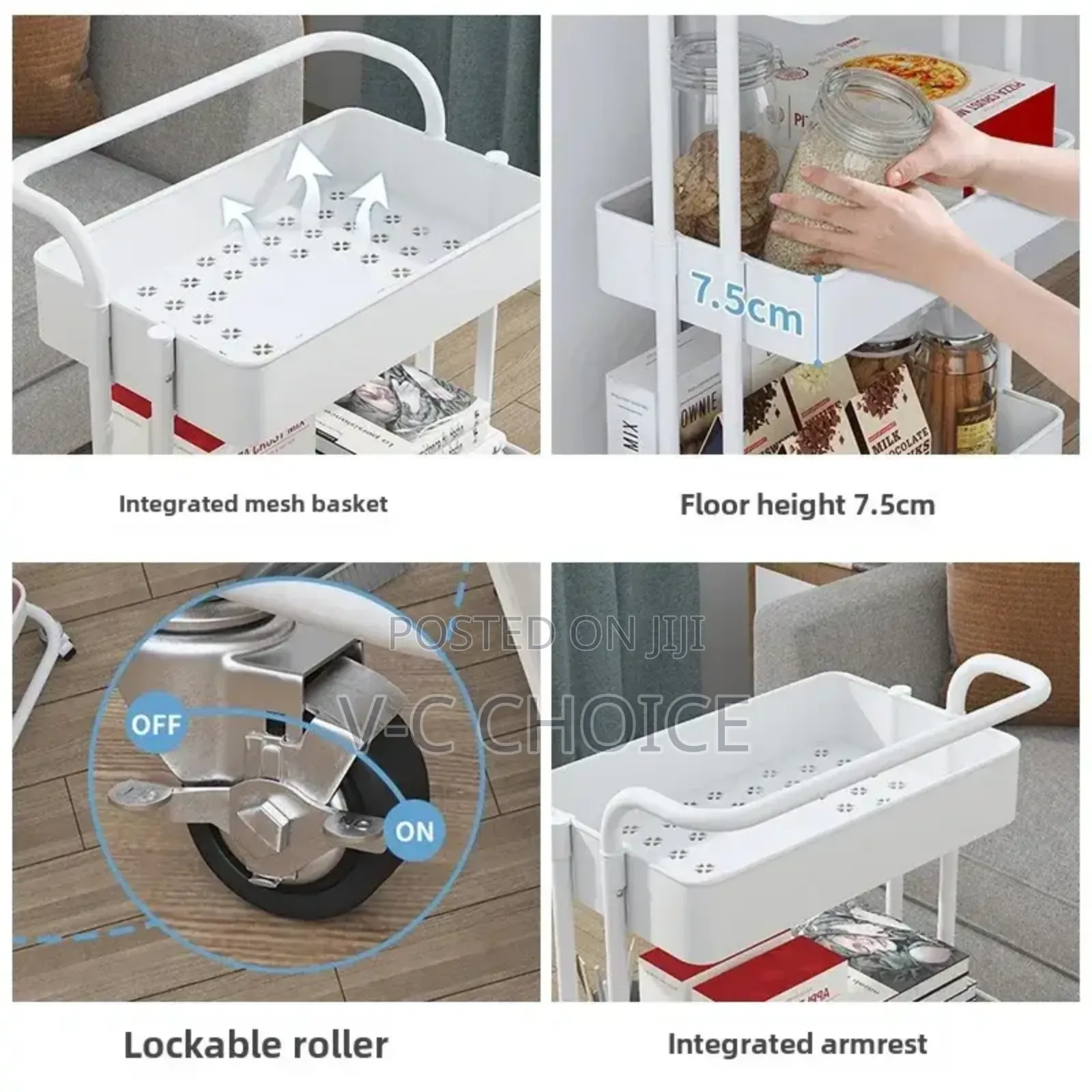 Rolling Cart With 4 Wheels Large Capacity Strong