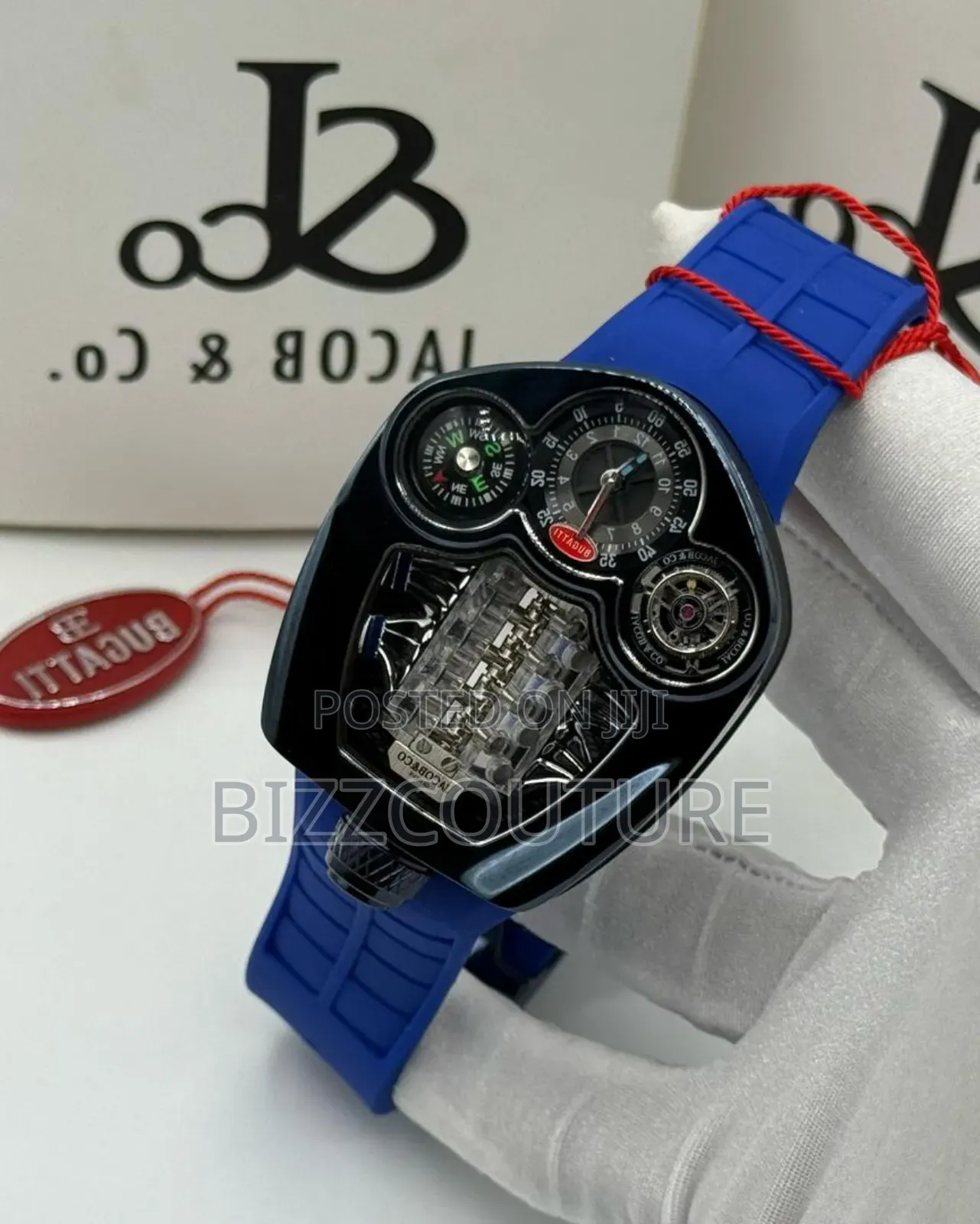 Original Jacob and Co Blue Rudder Strap Watch