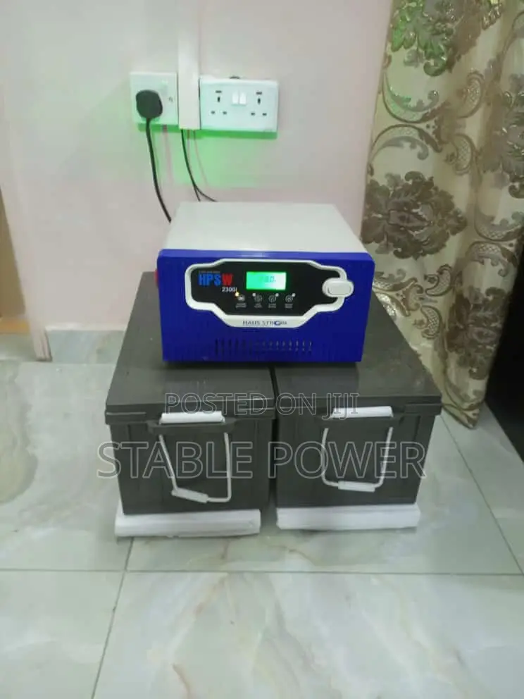 2kva 24v Haustrom Inverter + 2 Dry Cell Batteries And Panels