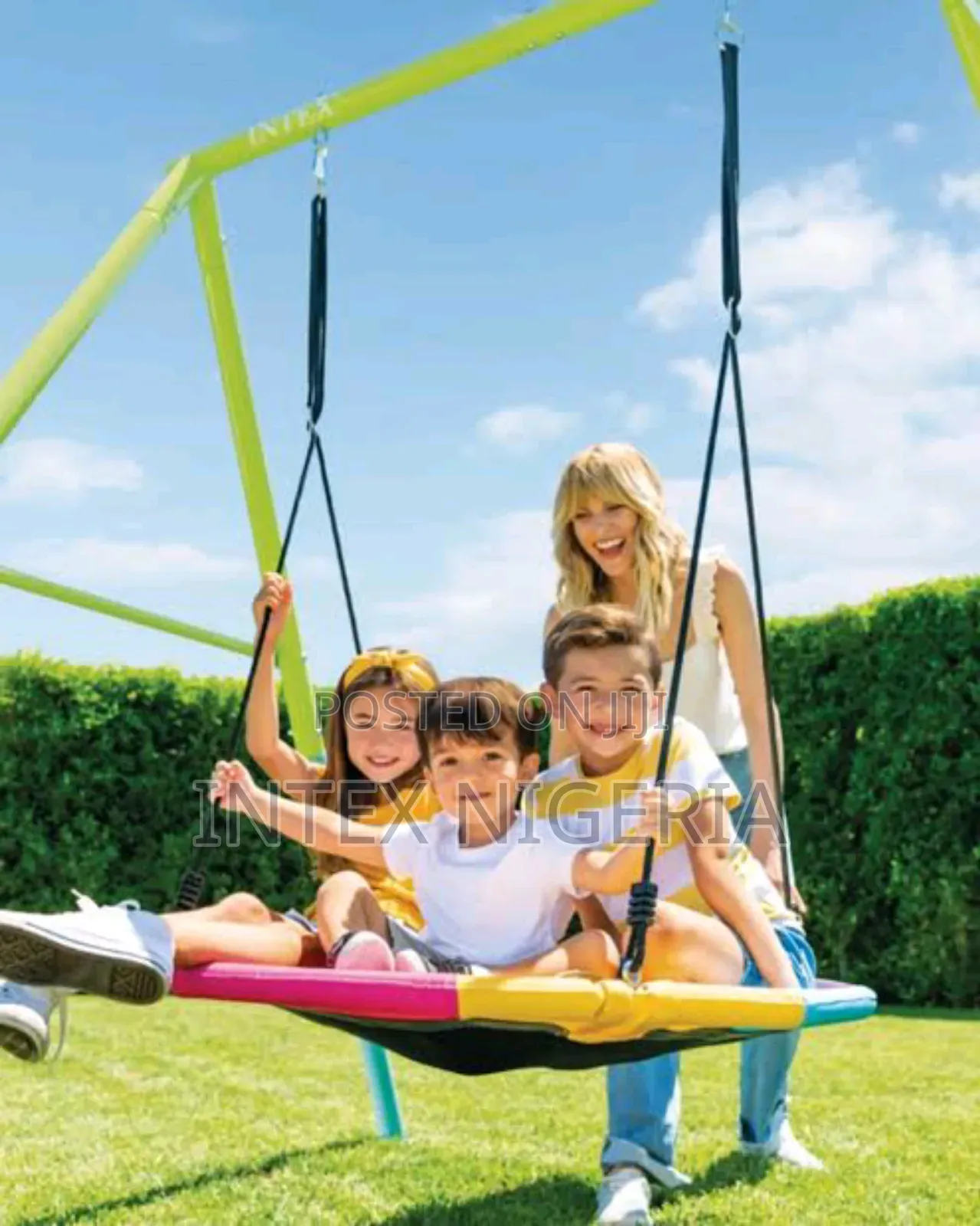 Green and Blue Swing With Octagonal Nest Rocking