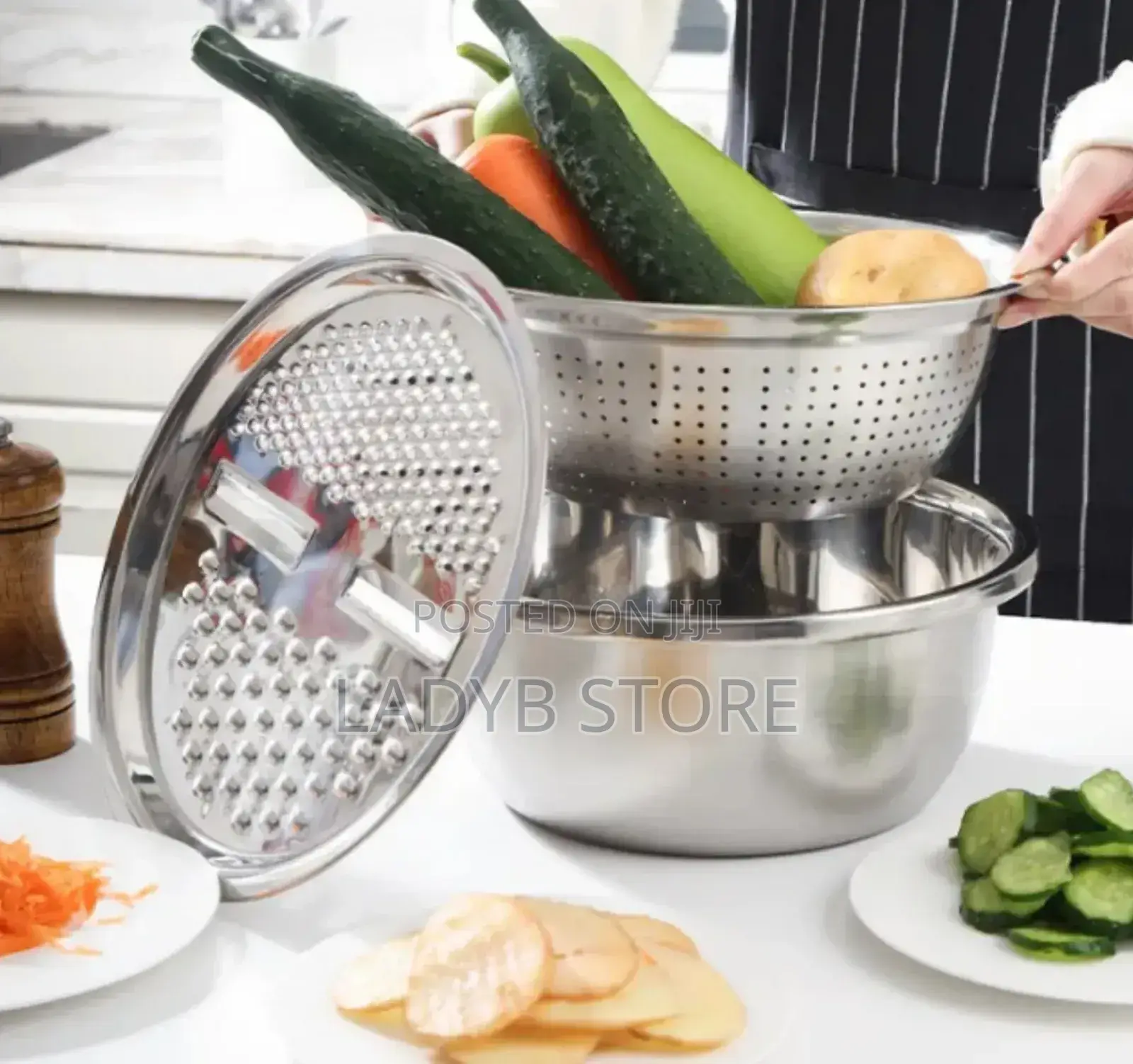 3in1 Stainless Steel Grater / Sieve / Mixer Bowl