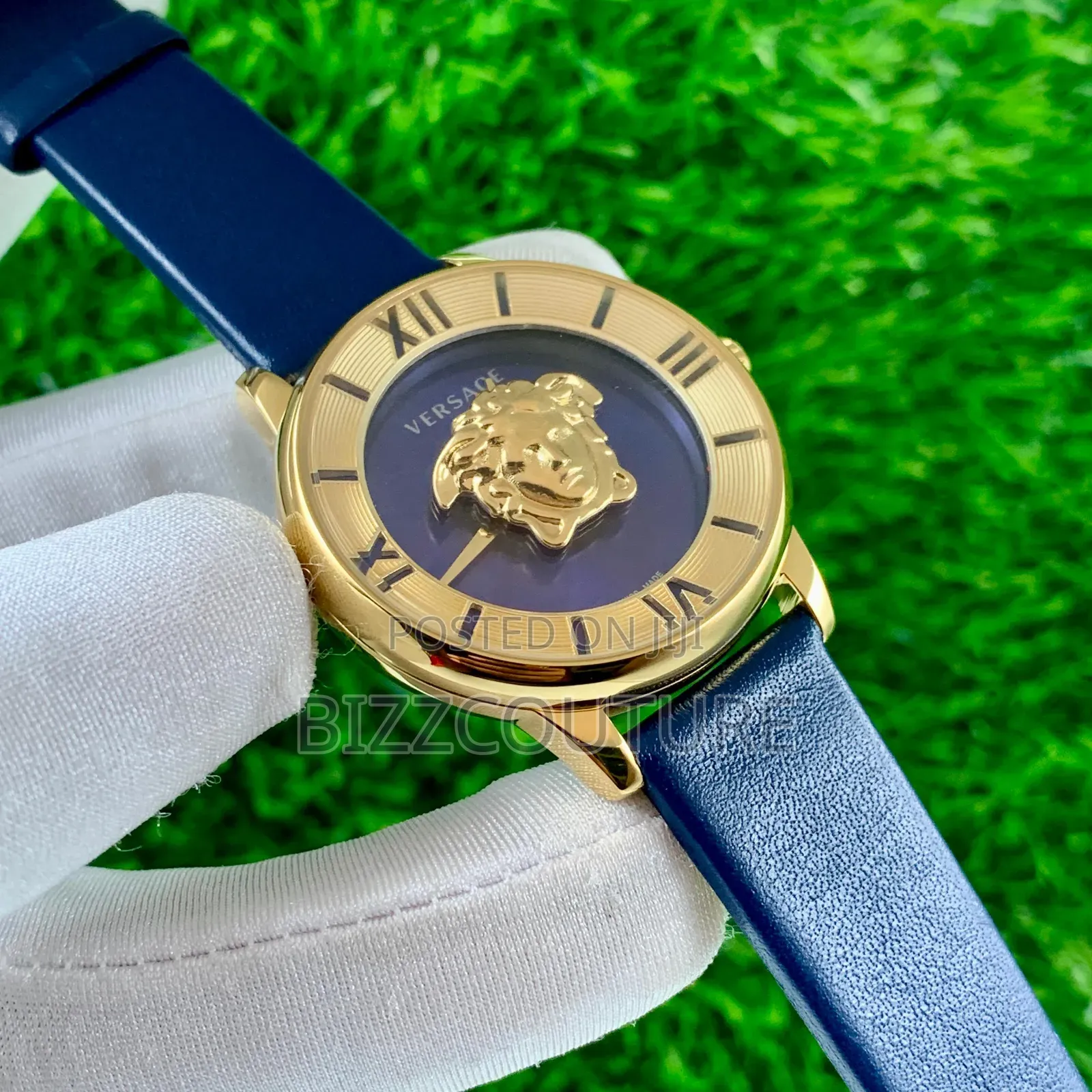 Original. Versace Women's Blue Genuine Leather Strap Watch