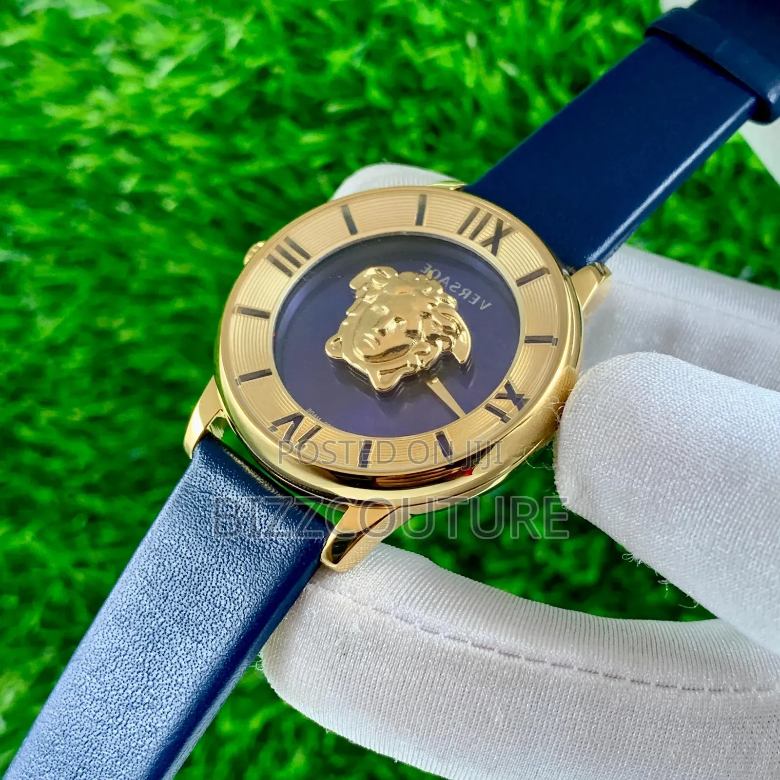 Original. Versace Women's Blue Genuine Leather Strap Watch