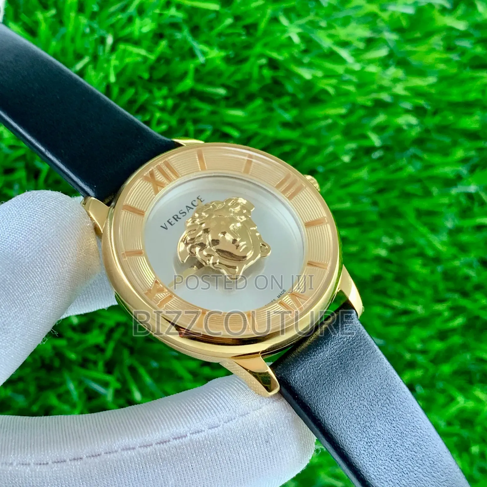 Original Versace Women's Black Genuine Leather Strap Watch