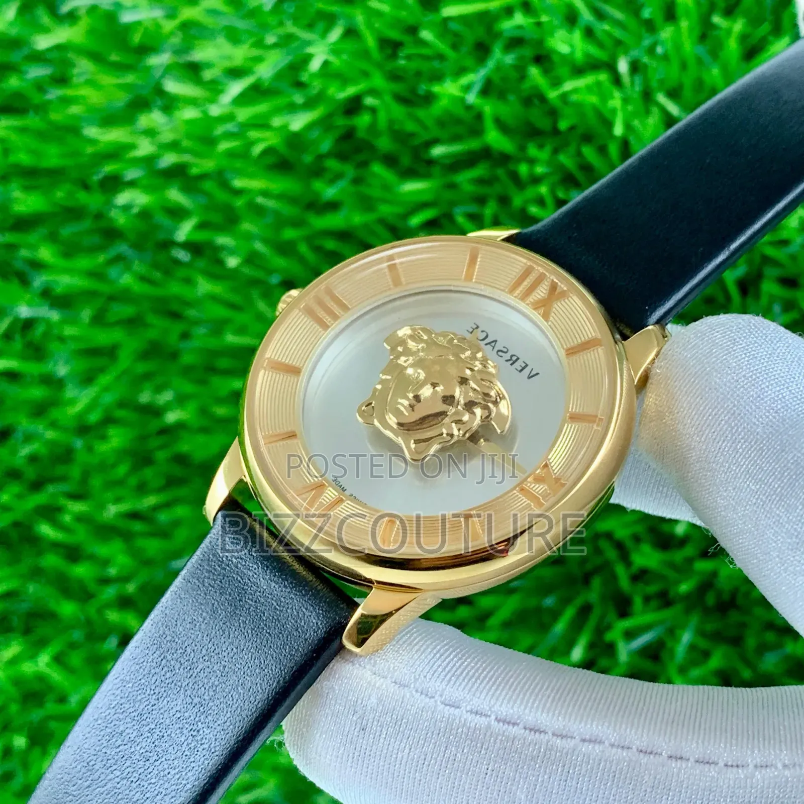 Original Versace Women's Black Genuine Leather Strap Watch