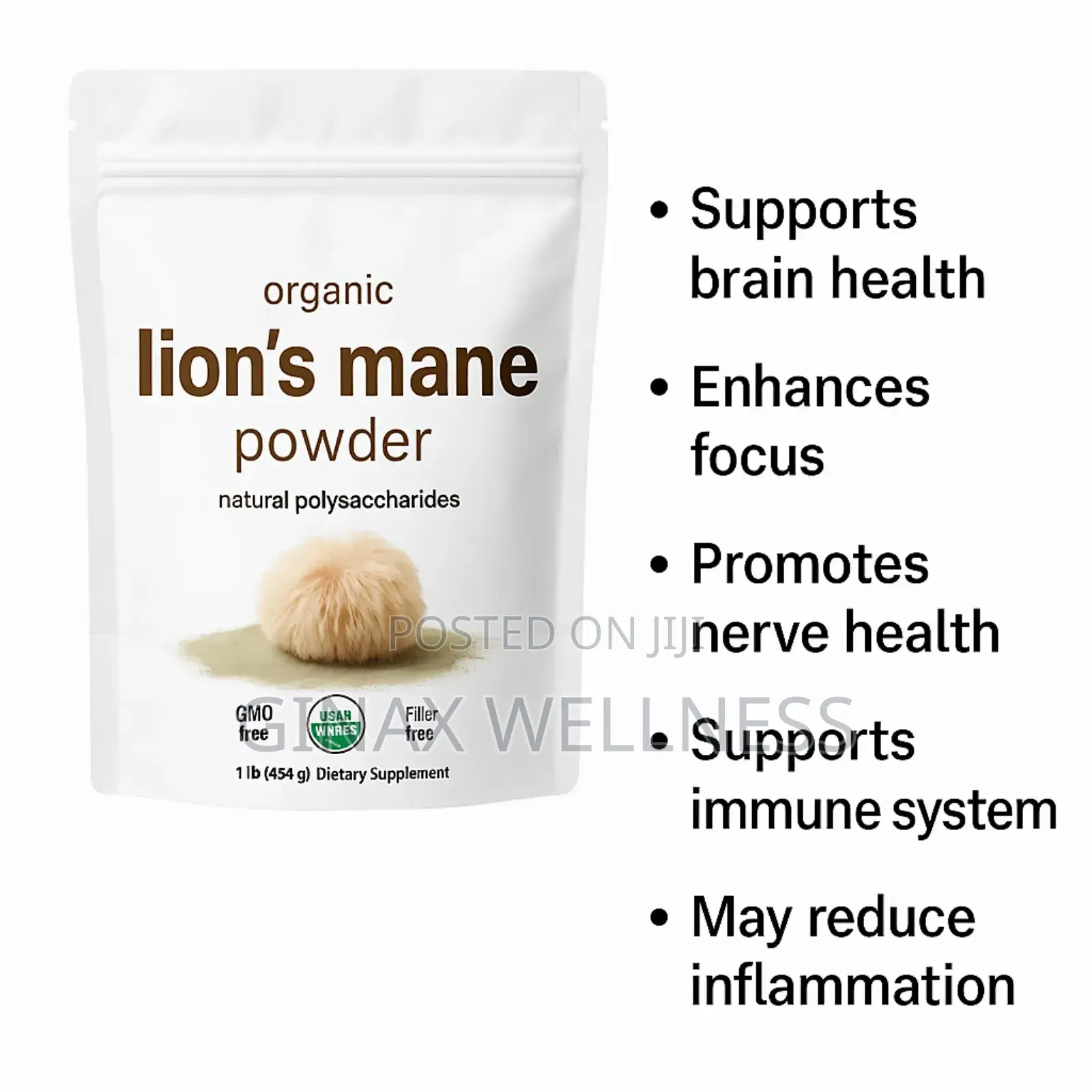 Lion’S Mane Powder (454g Size, 1.5g Lions Mane Extract)