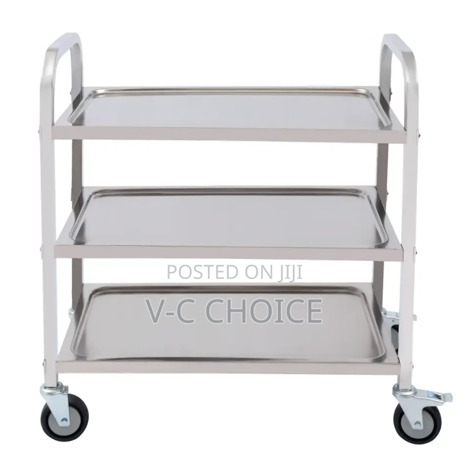 Stainless Steel Service Food Trolley With Brake, 3 Shelves
