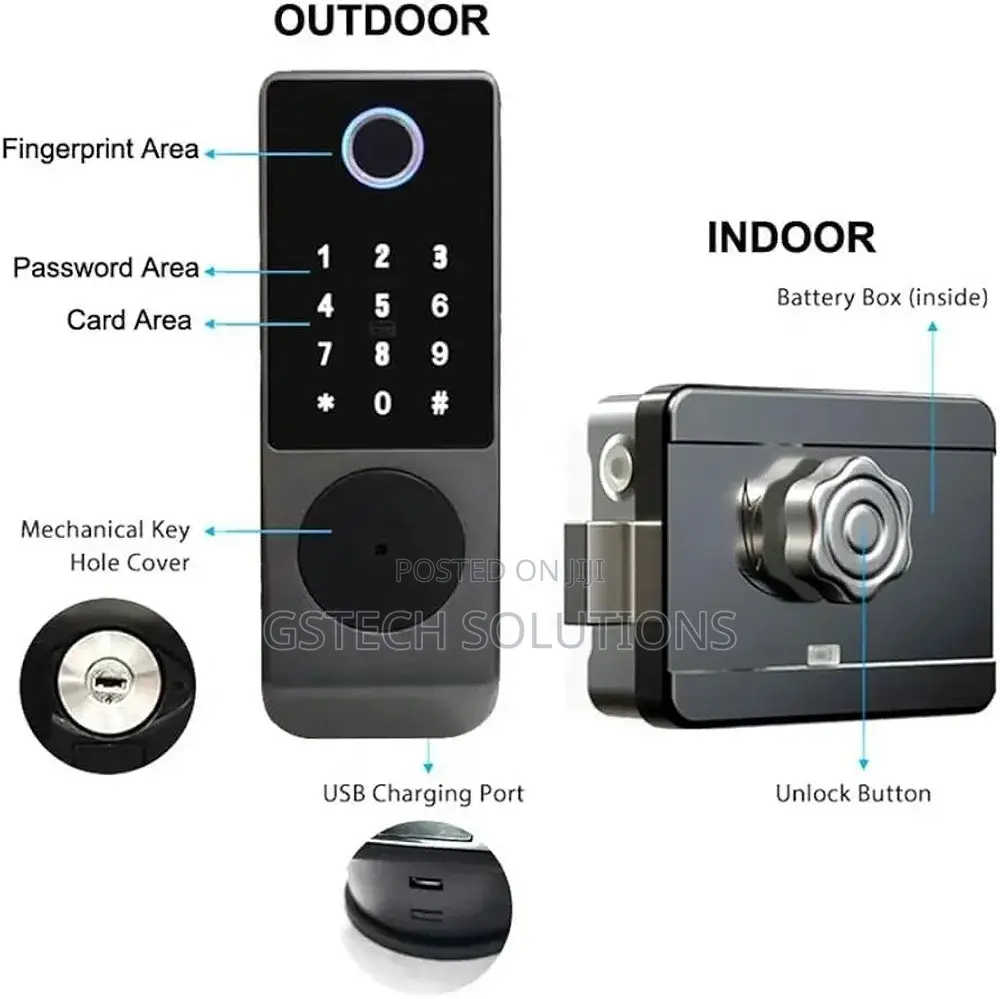 Waterproof Outdoor Gate Wifi Fingerprint Smart Jam Lock App