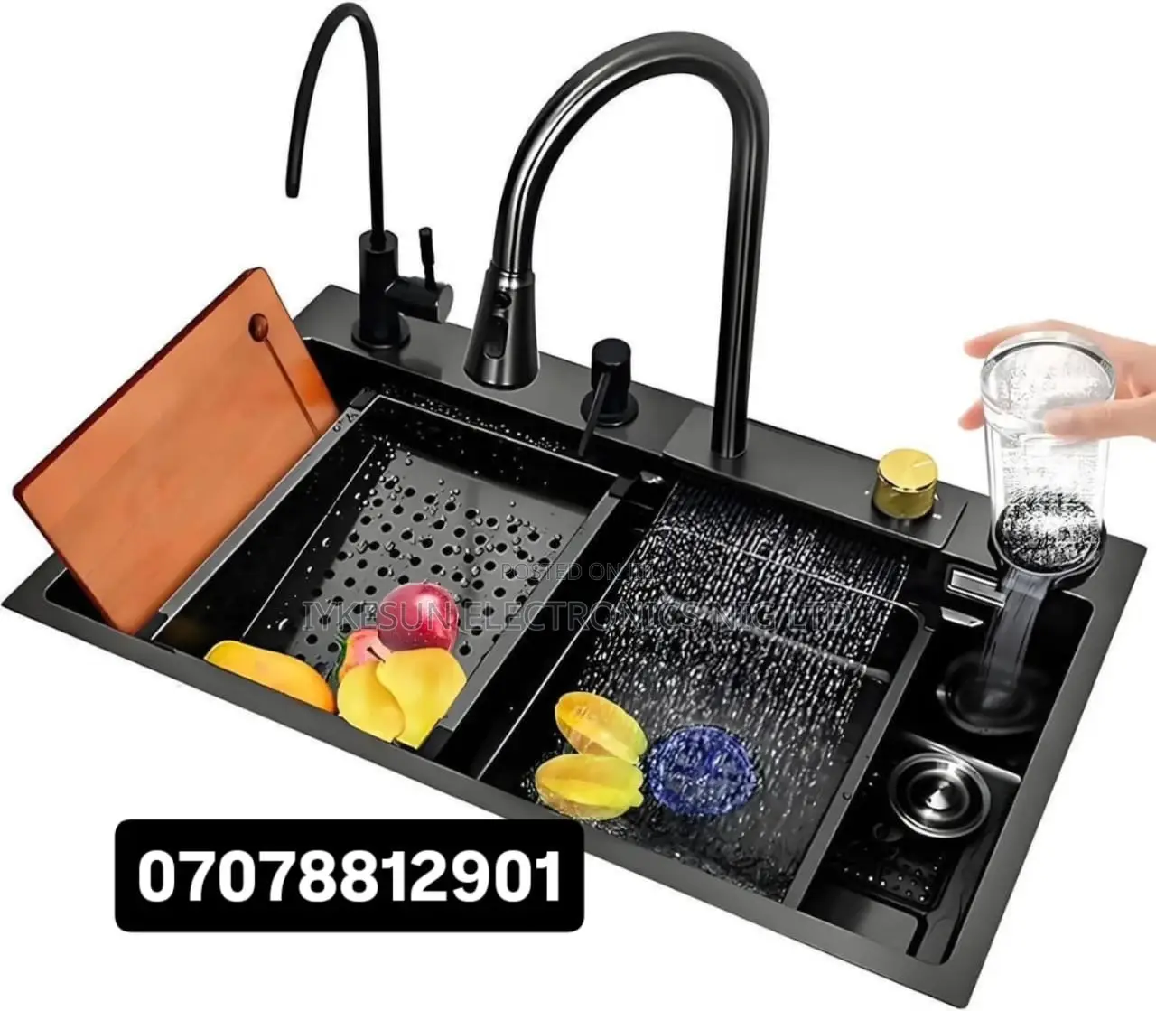 Original Quality Black Stainless Steel Built-in Kitchen Sink