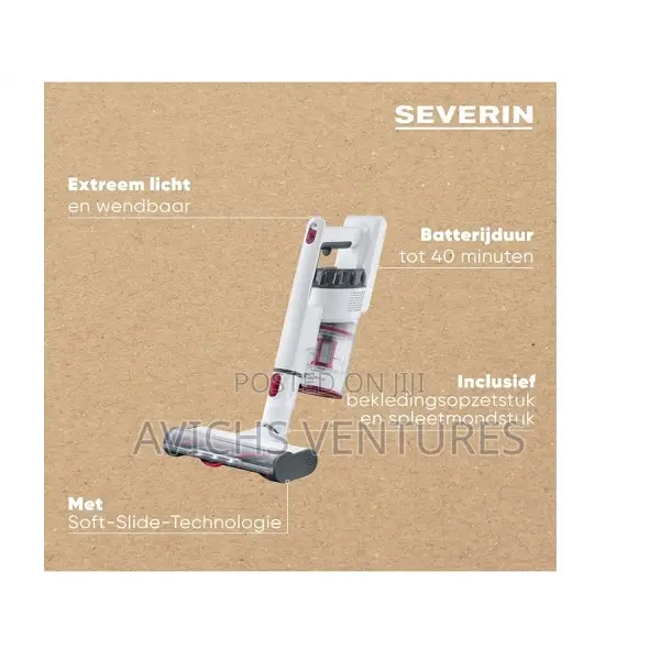 Severin Cordless 2-in-1 Vacuum Cleaner for Carpet, Hard, Car