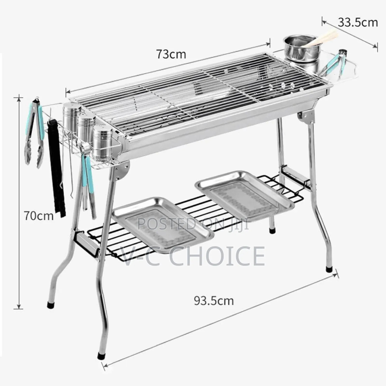 Barbecue Grill Stainless Steel Bbq Charcoal Grill, Foldable