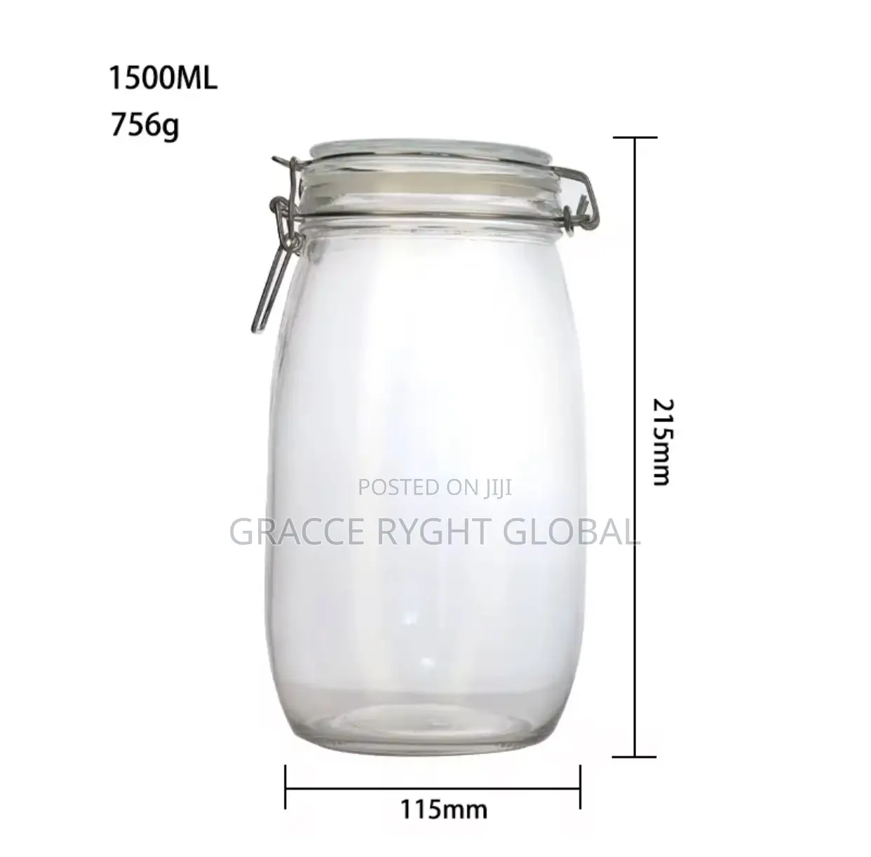 1500ml Glass Jars With Airtight Lids and Buckle Clips