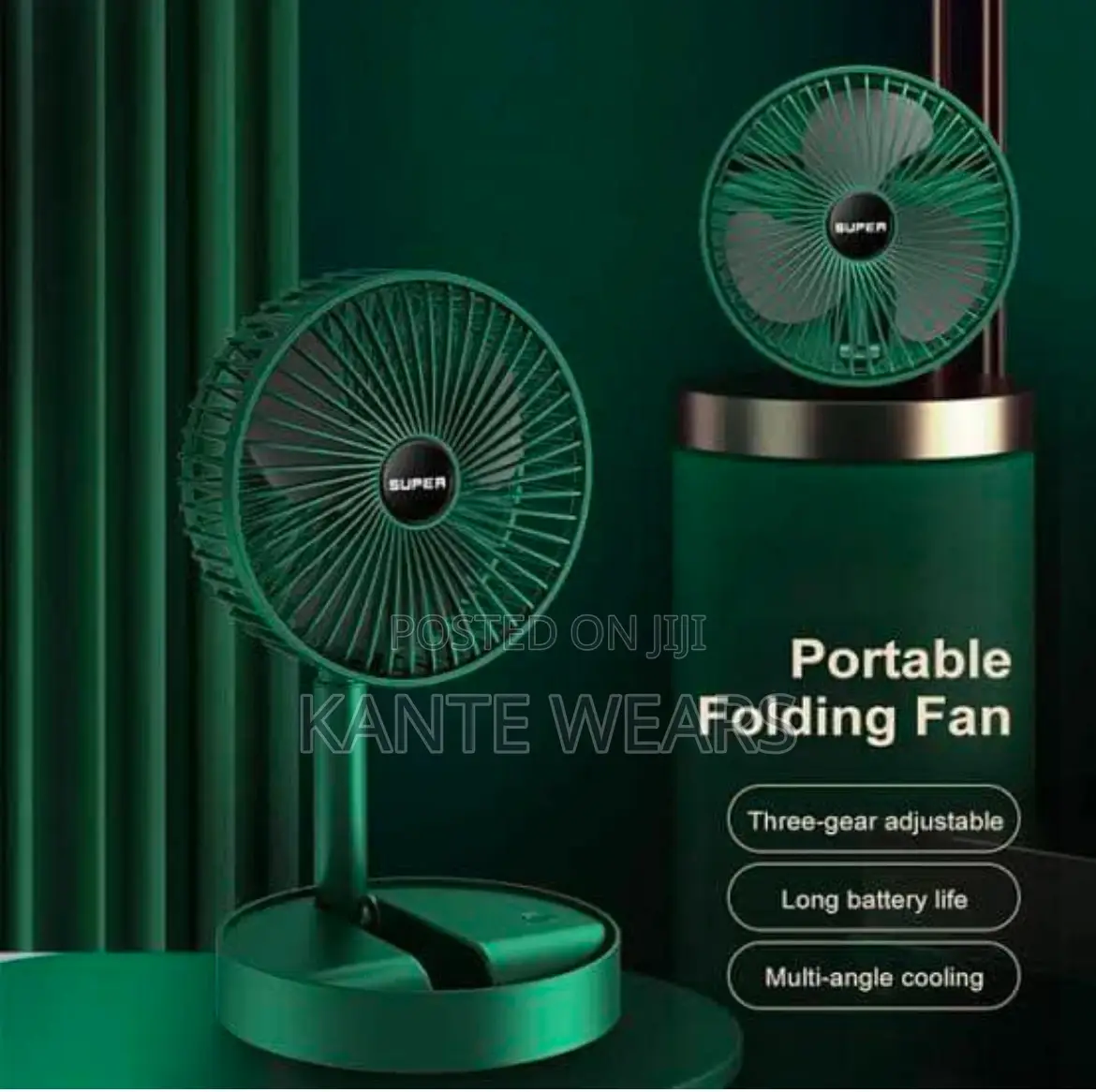 Rechagable Folding Storage Green Fan
