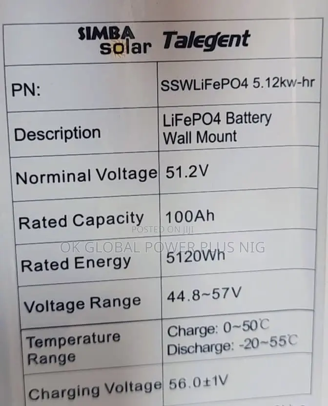 Talegent 5.12kwh Lithium-Ion (100ah) Battery