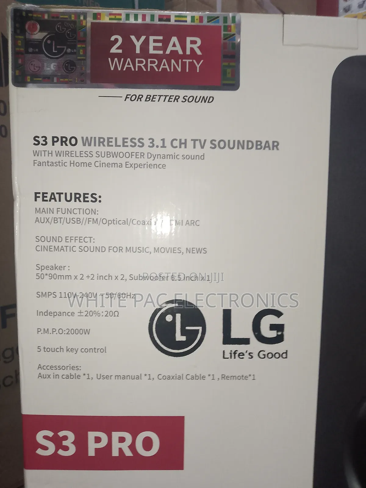 Original > Lg Powerful 2000watts Soundbar  Wireless  ( Pro )