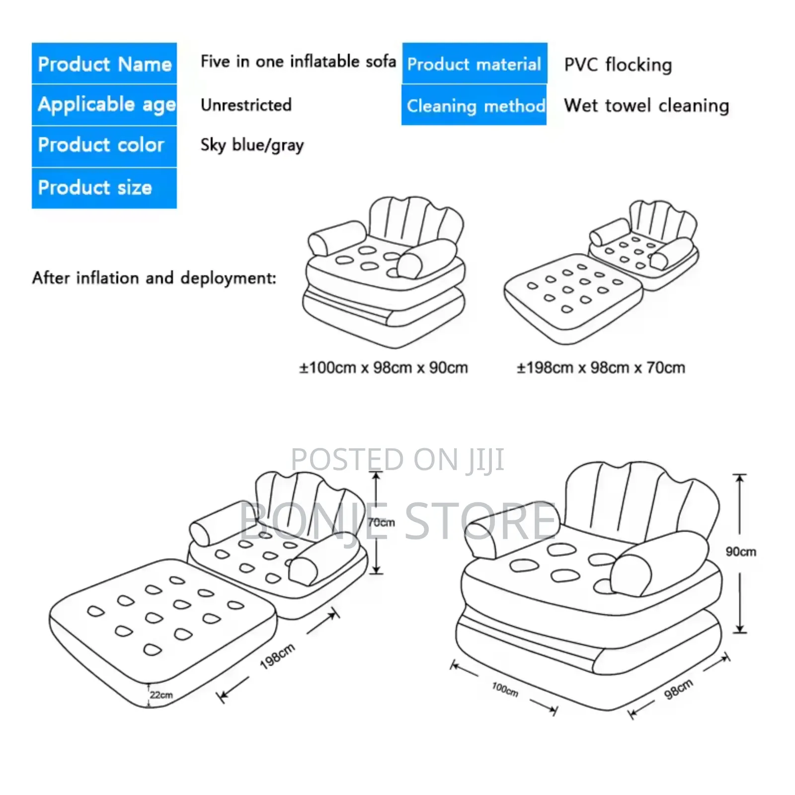 Inflatable Sofa / Outdoor and Indoor Chair/Bed With Pump