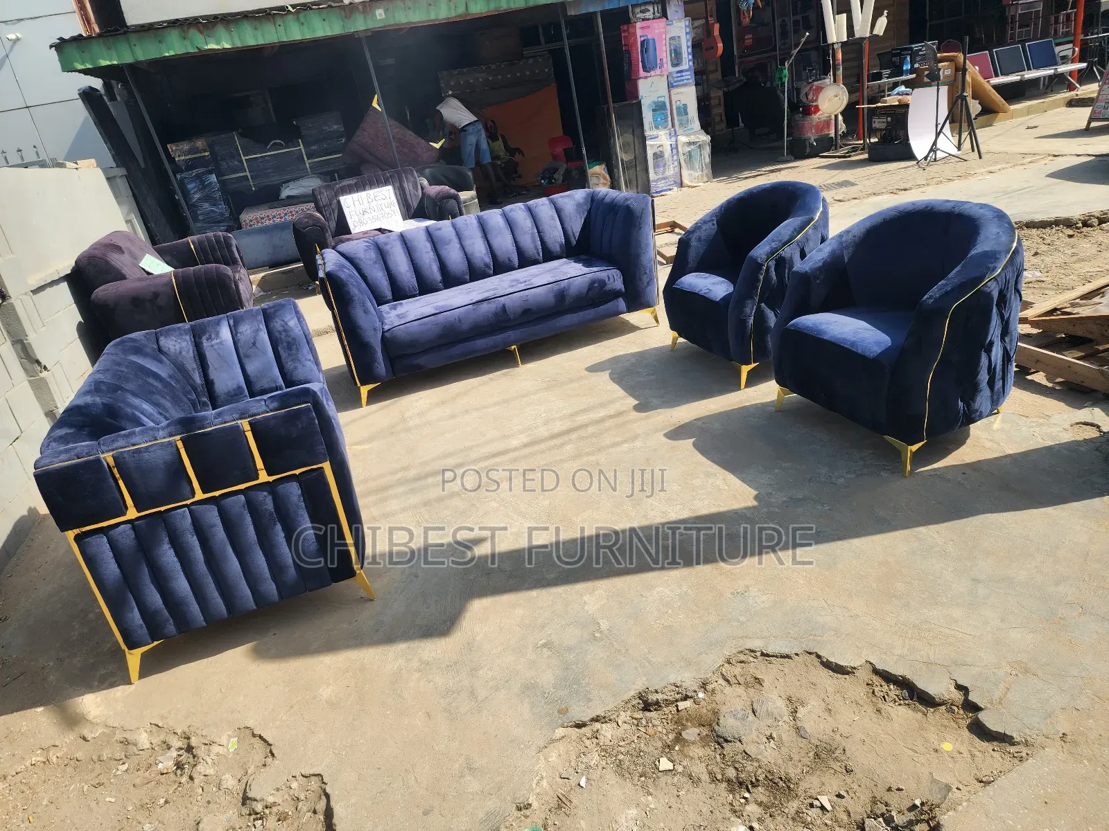 Set of 7 Seaters Padded Sofa Chairs.