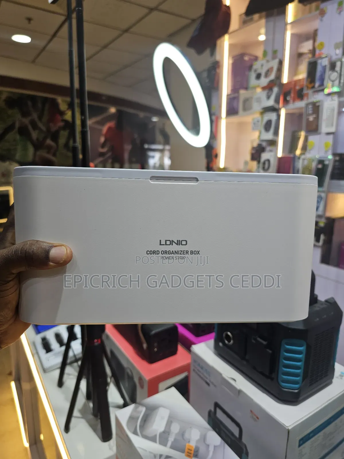 Lndio Cord Organizer Box Power Strip With Wireless Charger