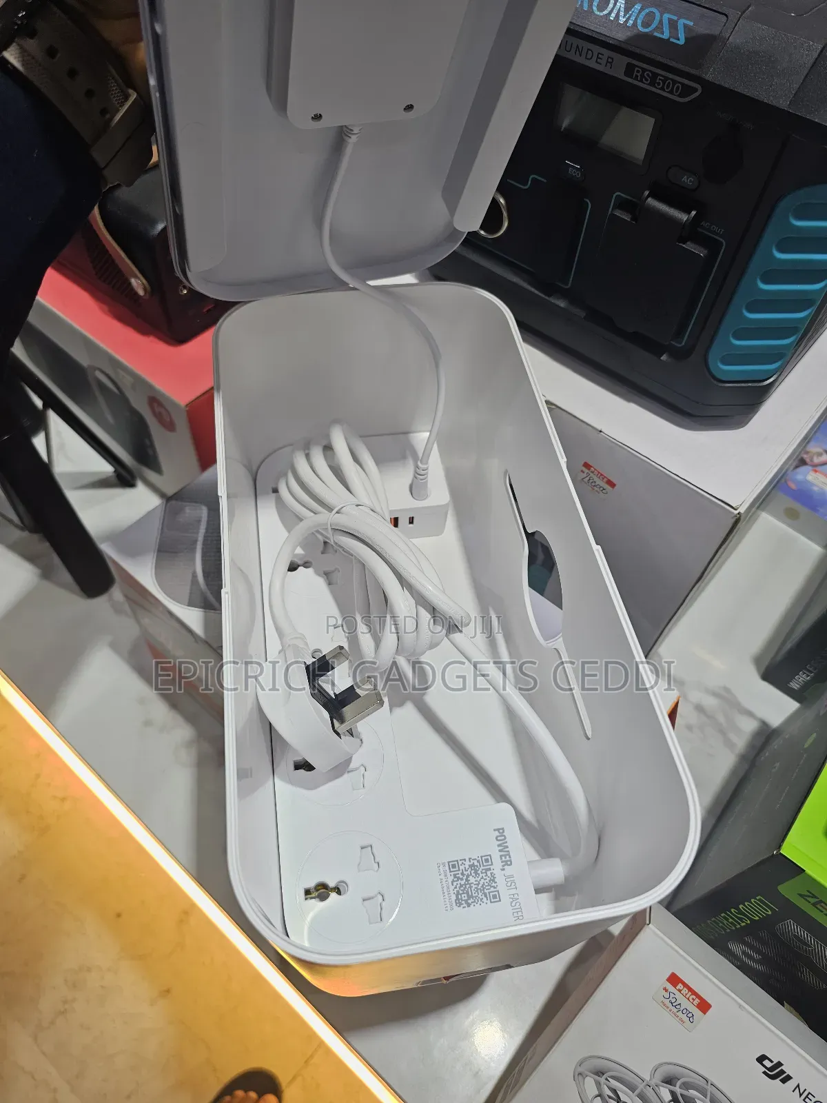 Lndio Cord Organizer Box Power Strip With Wireless Charger