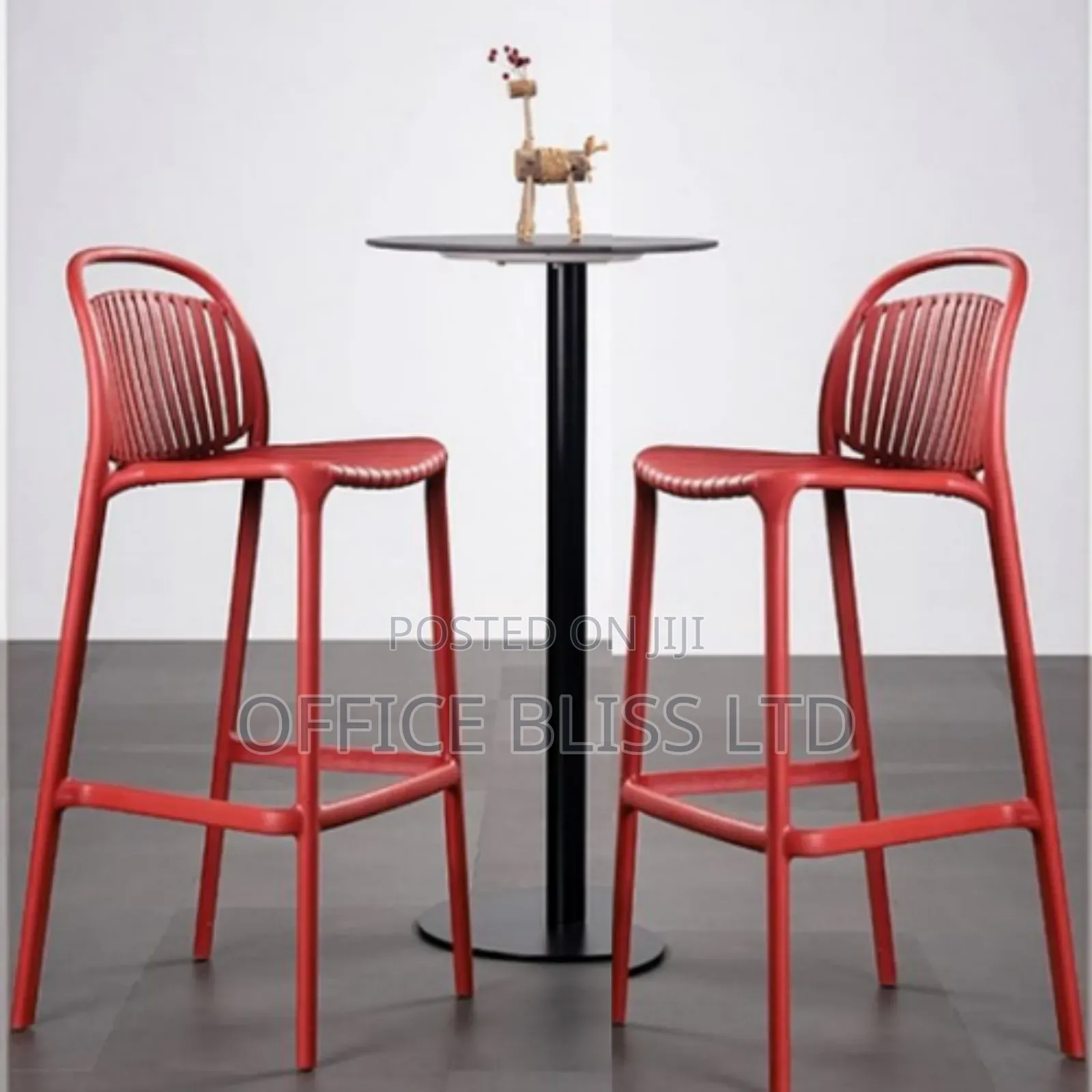 Moulded Platic Stackable Design High Bar Stools - Set of 2