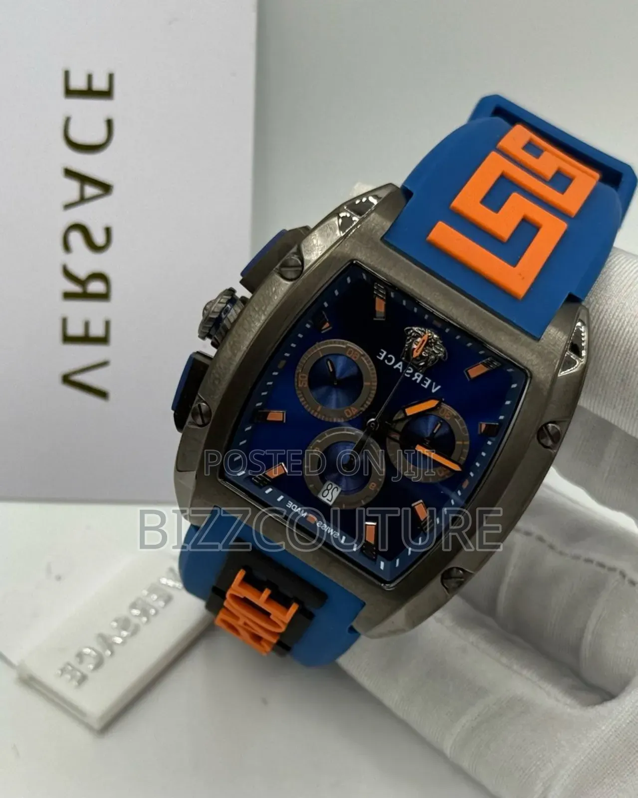 Original Versace Dark Blue Dial Rubber Strap Watch
