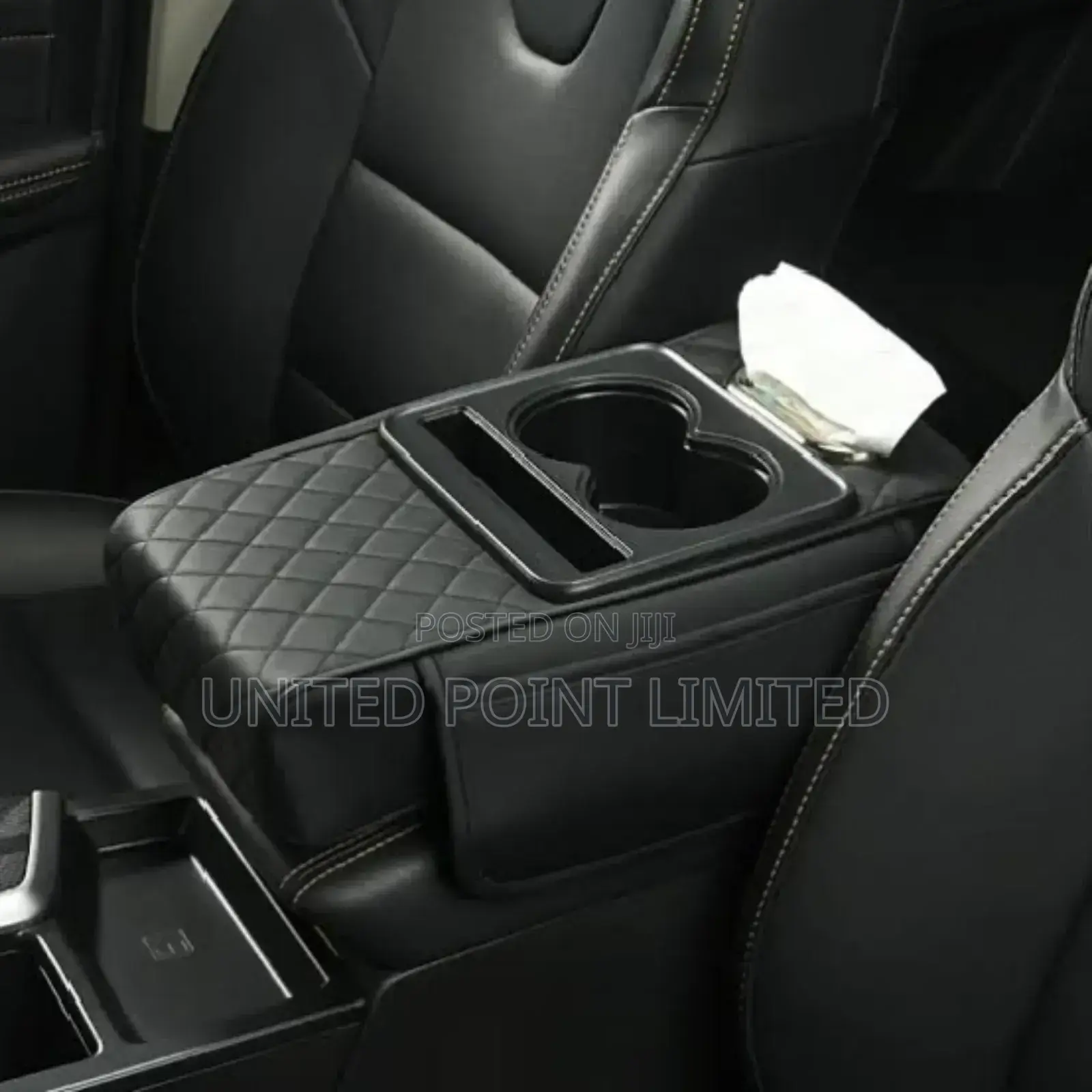 Leather Armrest Cover With Cup Holder Tissue Paper Box