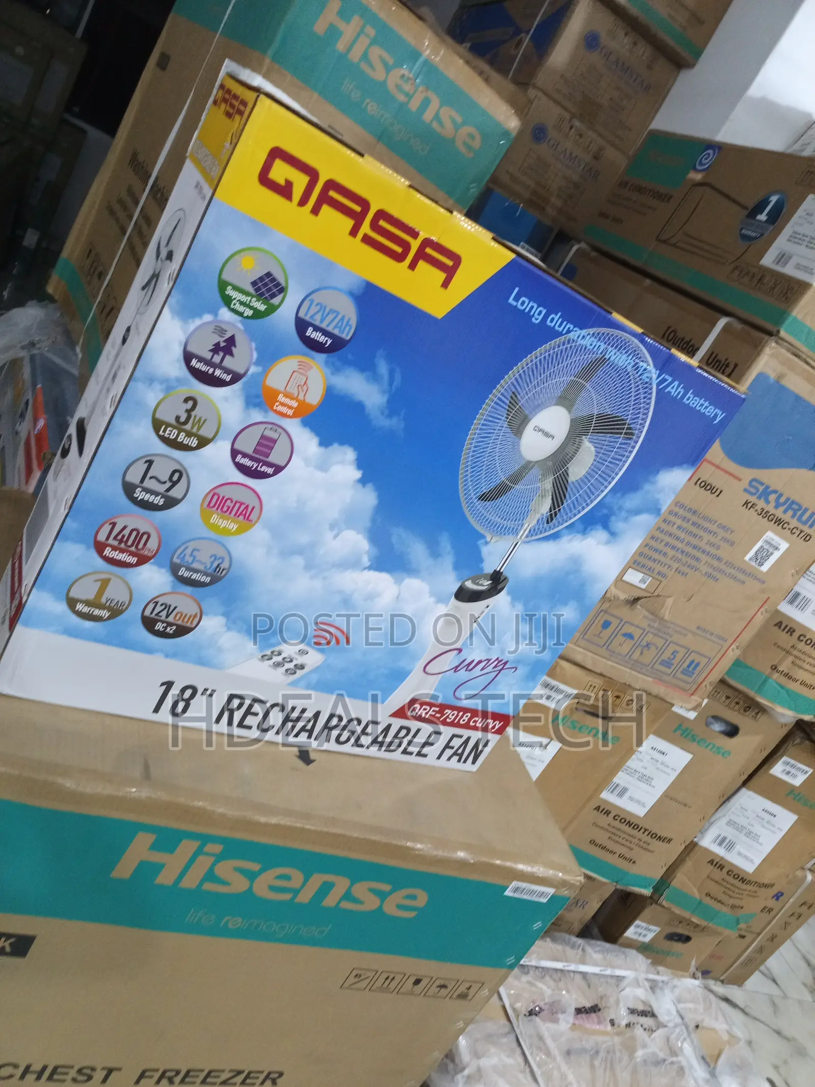 Qasa 18" Rechargeable Fan - Modern Look,Maximum Breeze