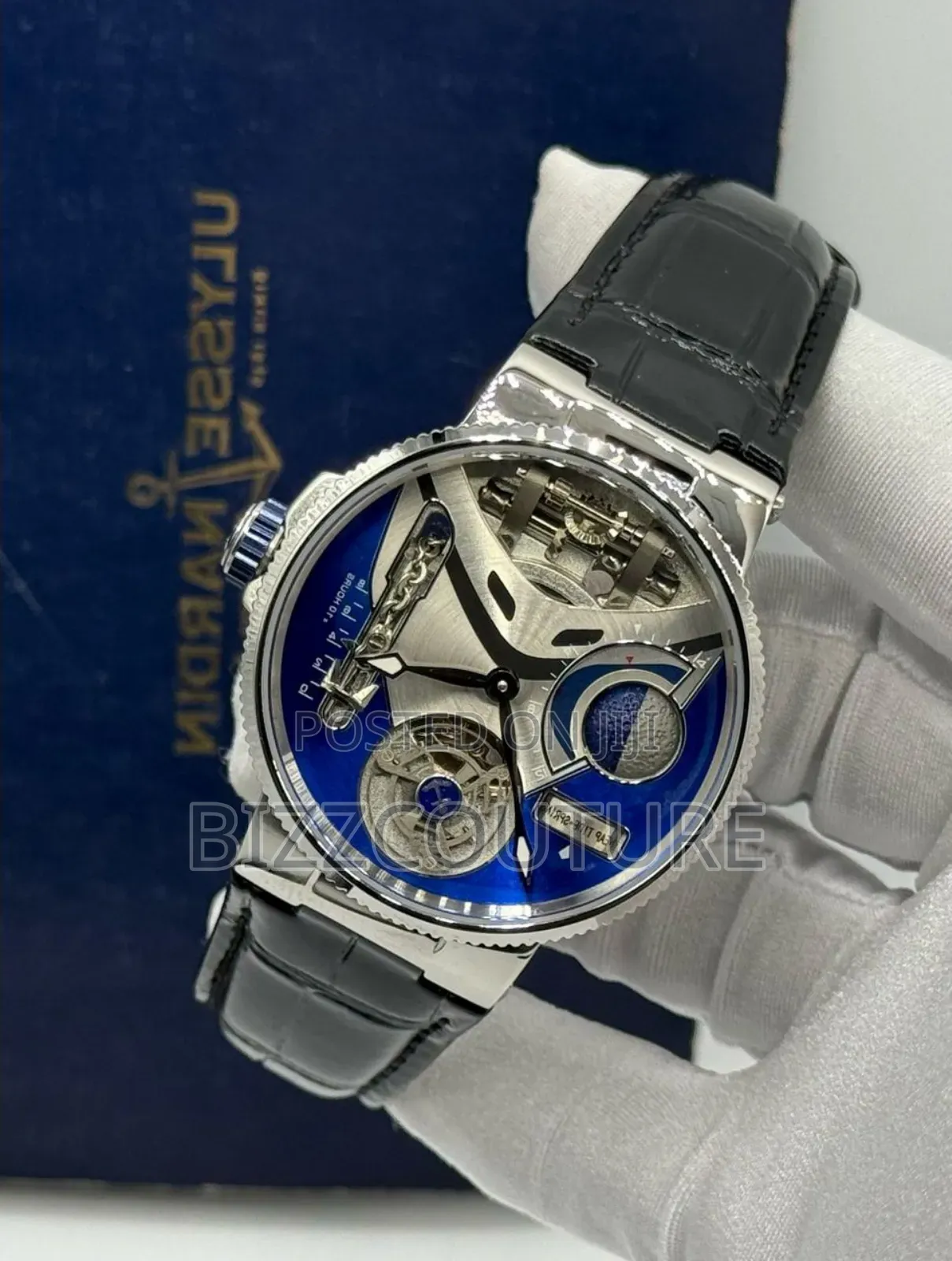 Original Hublot Mechanical Black Genuine Leather Strap Watch