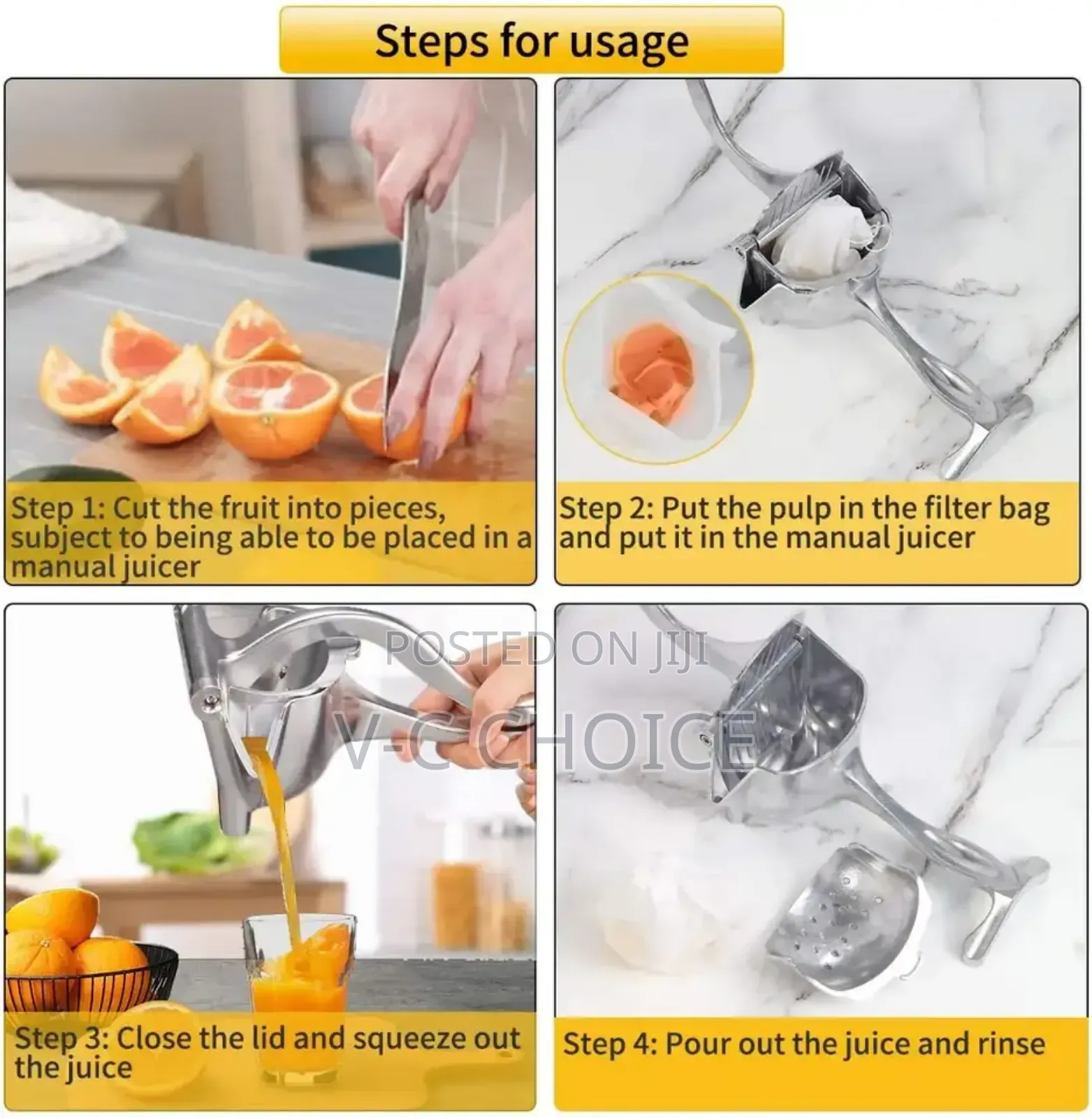 Manual Juice Squeezer Aluminum Alloy Hand Pressure Juicer