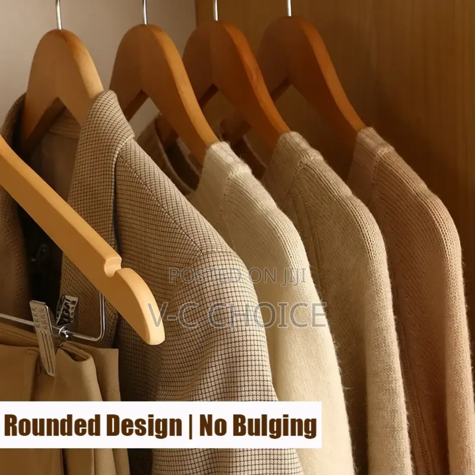 10pcs High-grade Solid Wooden  Hangers,  With Metal Clips