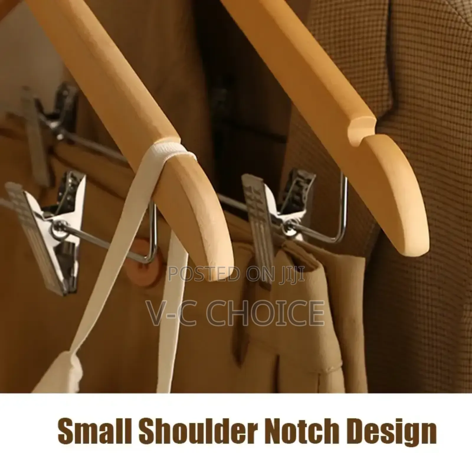 10pcs High-grade Solid Wooden  Hangers,  With Metal Clips
