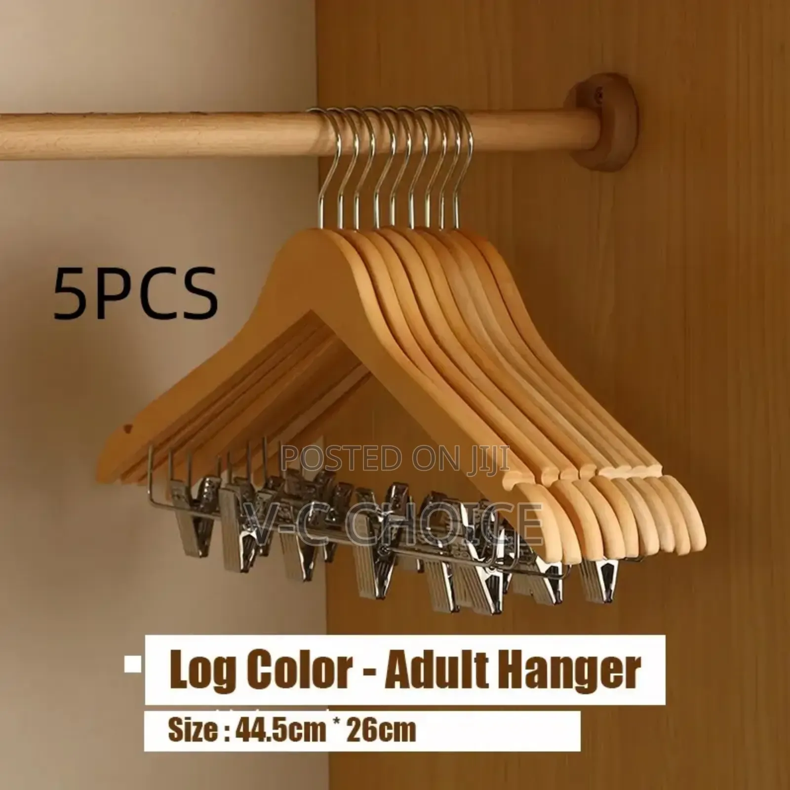 10pcs High-grade Solid Wooden  Hangers,  With Metal Clips