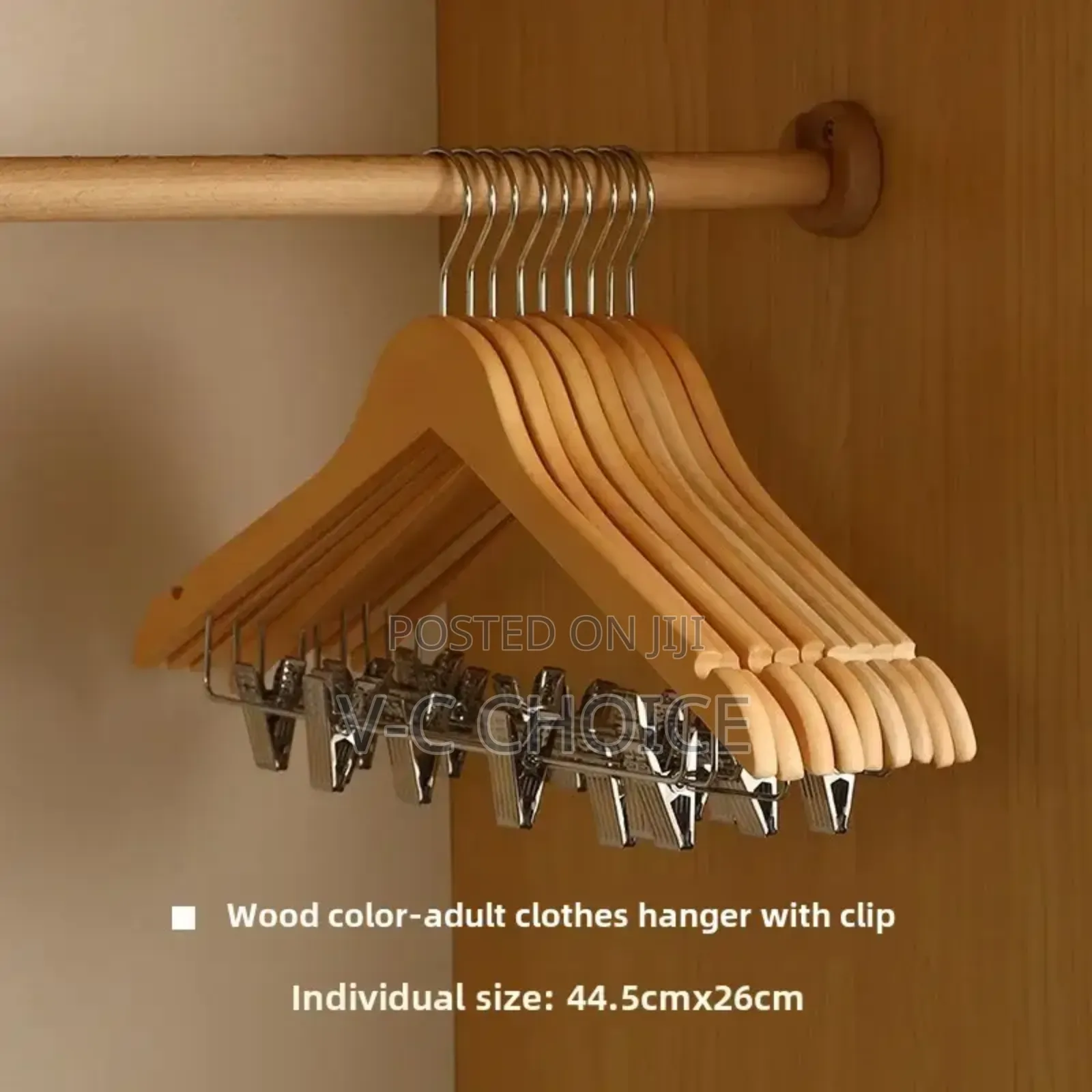 10pcs High-grade Solid Wooden  Hangers,  With Metal Clips