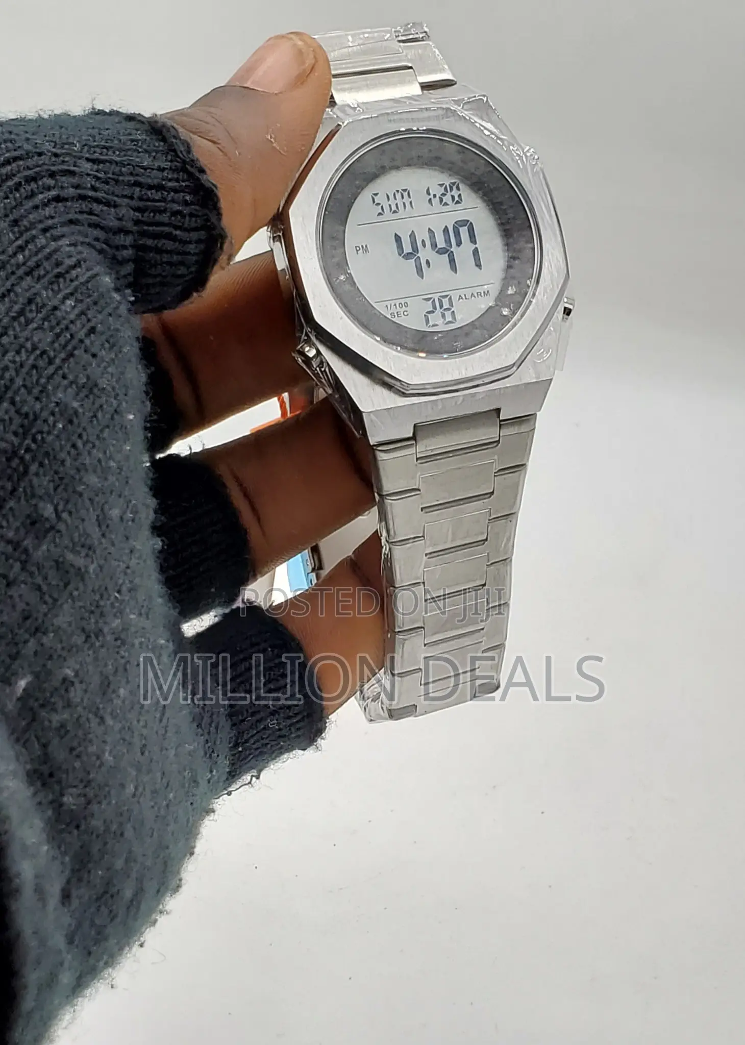 Men's Silver 3bar Waterproof Time Date Clock Wristwatches