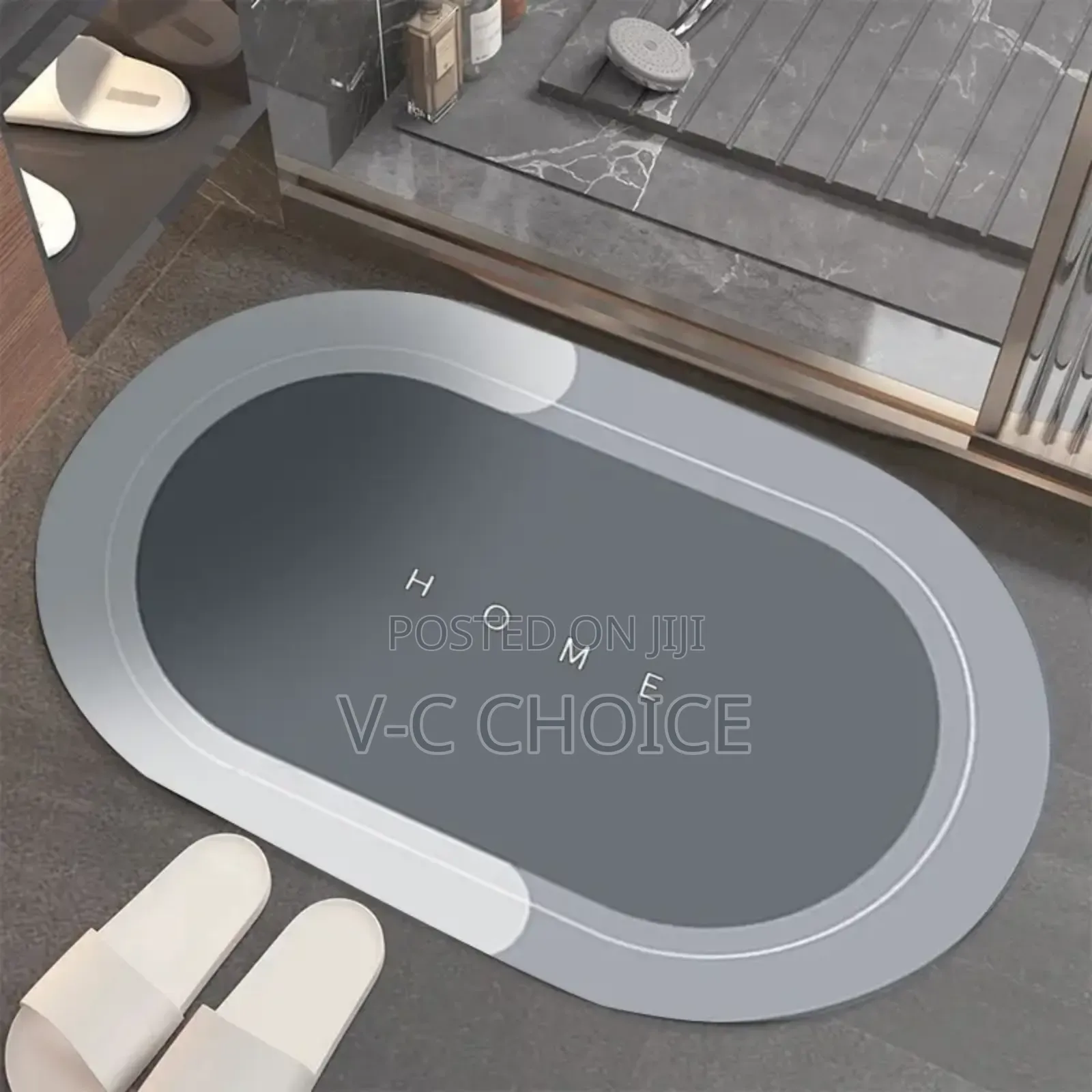 Absorbent Bath Mat Rubber Bathroom Rug Non-slip Entrance