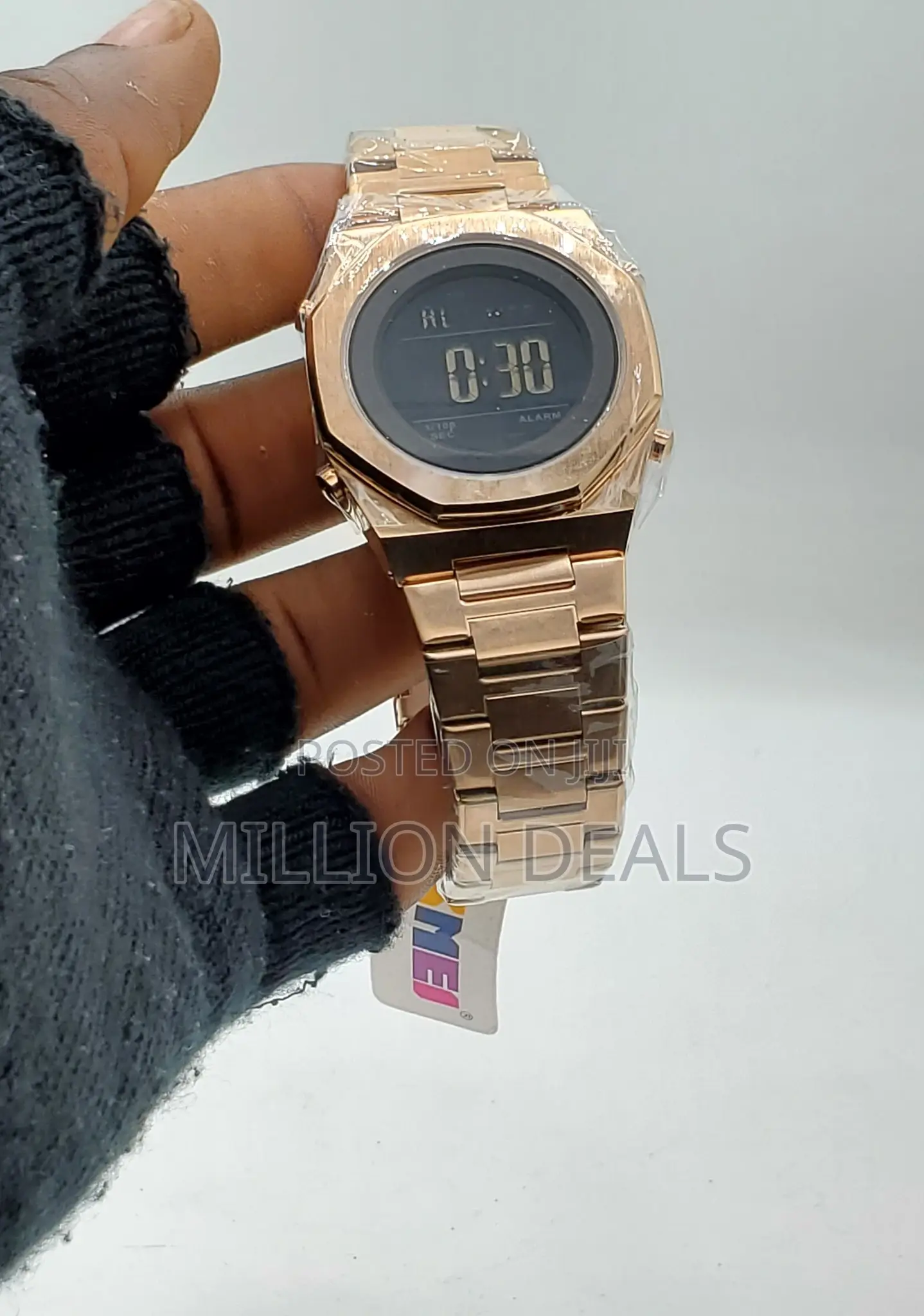 Round Sport Digital Men's Wrist Watch Rose Gold