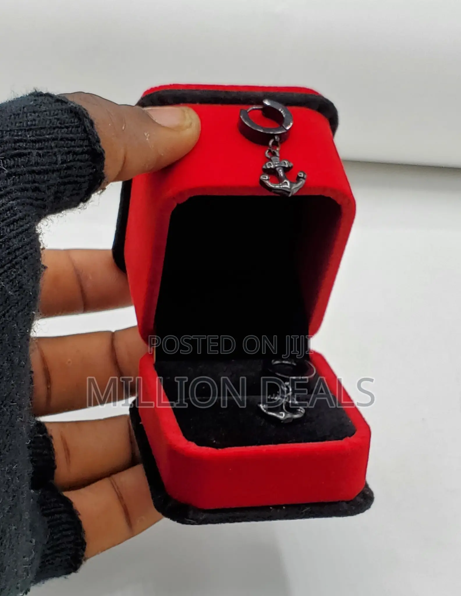 Anchor Black Inspires Men's Ski Hoop Earrings