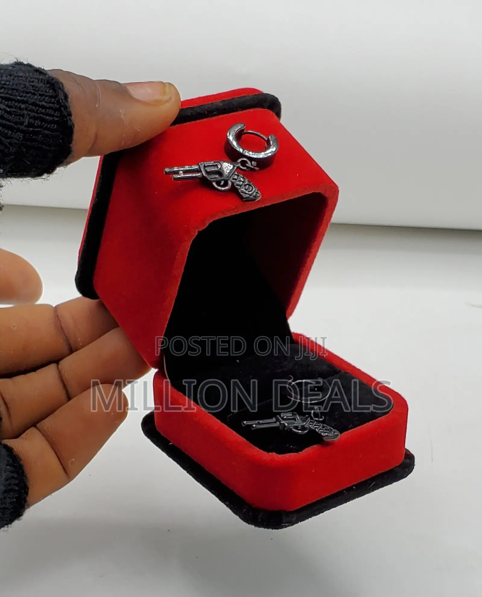 Black G-Inspires Men's Hoop Classic Earrings
