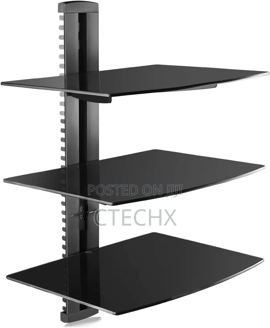 Suptek 3 Floating Shelf Wall Bracket With Tempered Glass
