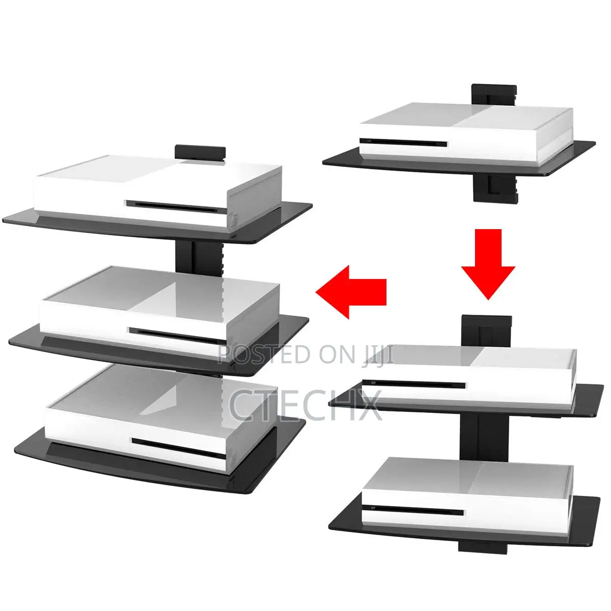 Suptek 3 Floating Shelf Wall Bracket With Tempered Glass