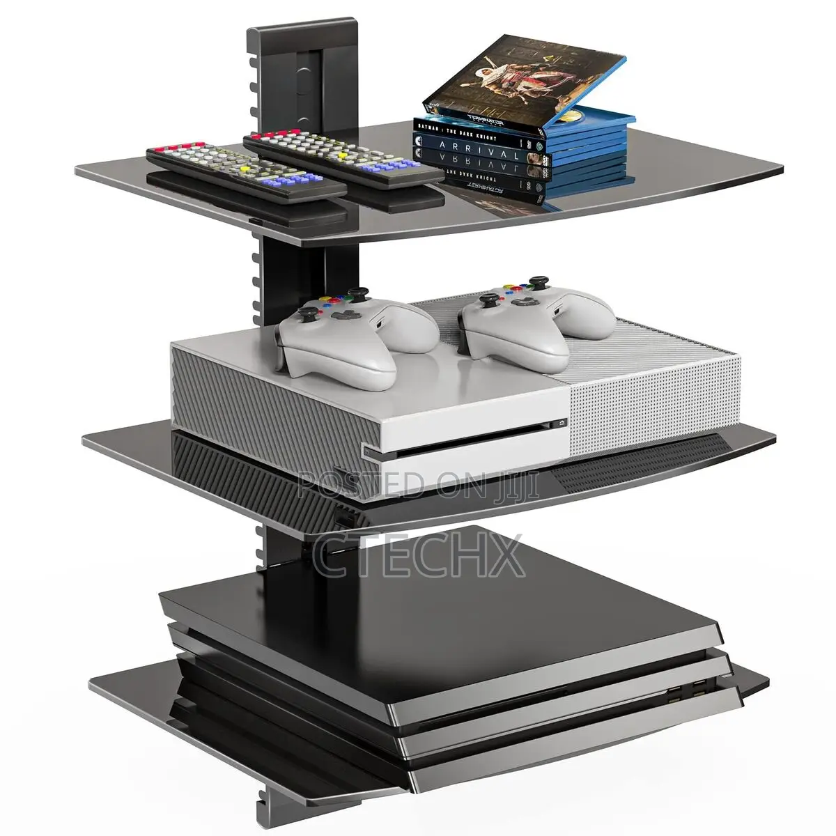 Suptek 3 Floating Shelf Wall Bracket With Tempered Glass