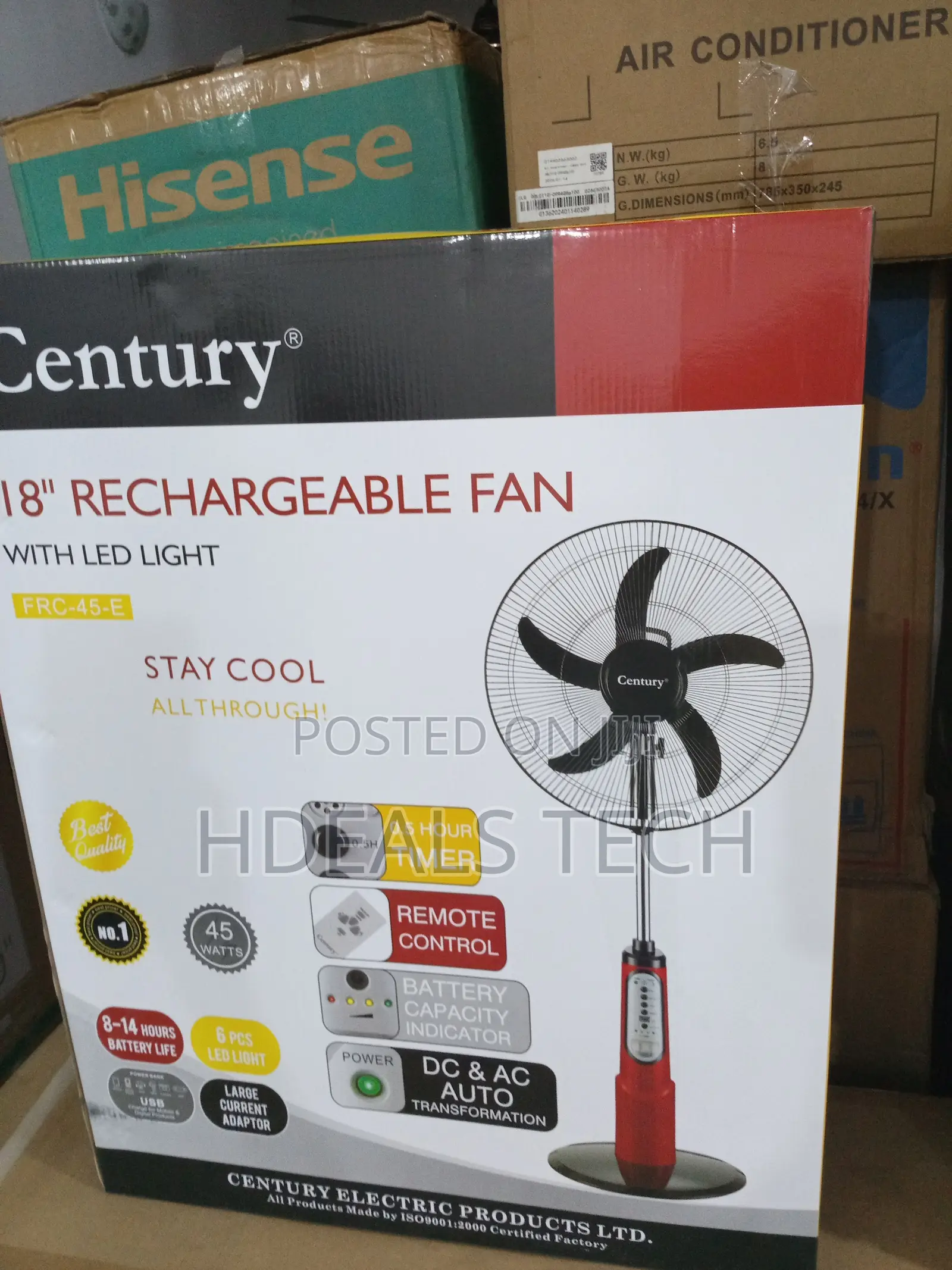 Century 18-inch Standing Fan-rechargeable Led Light Combo